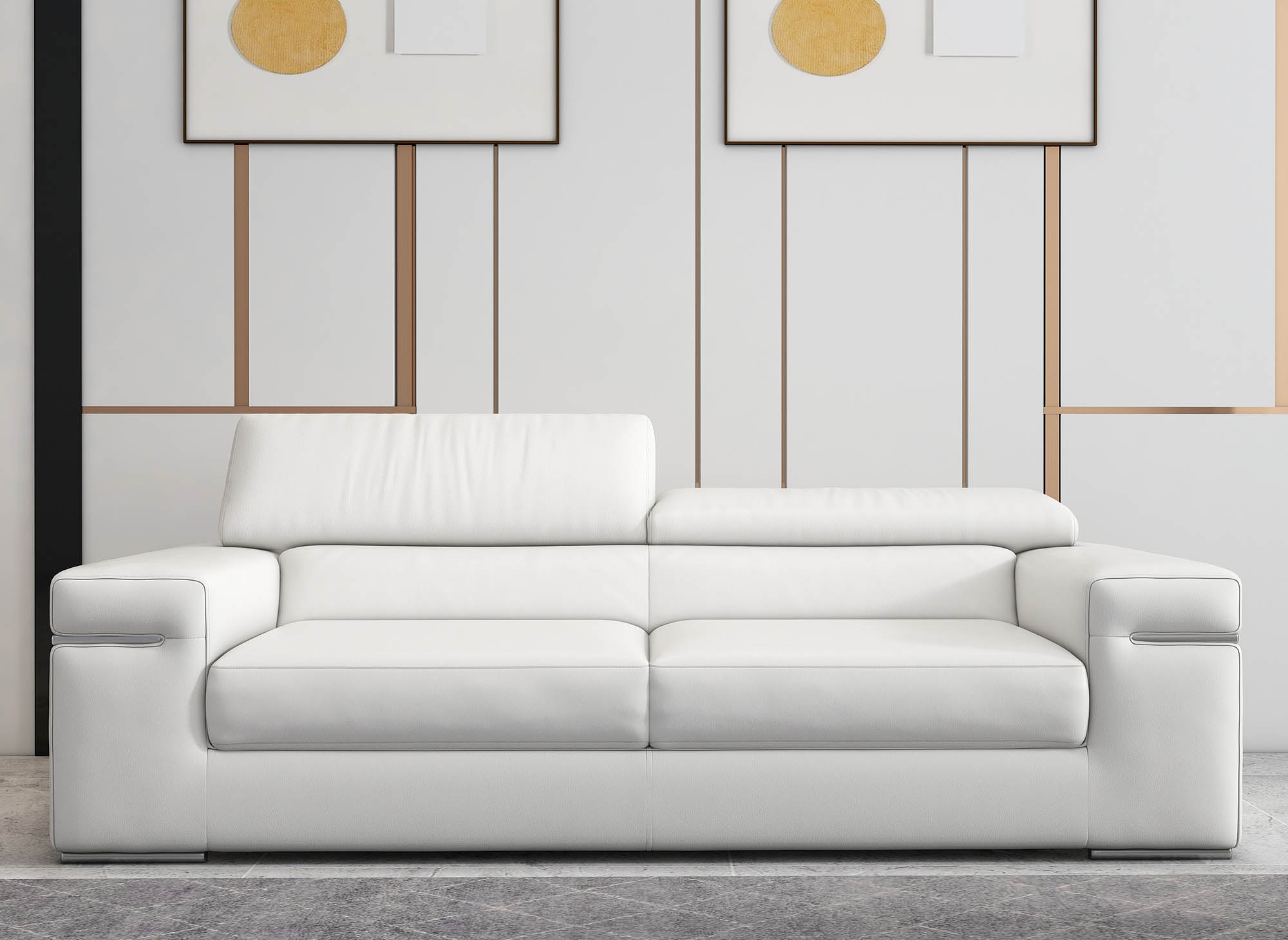 Canapé 3 places en cuir blanc THOMAS - DECOINPARIS