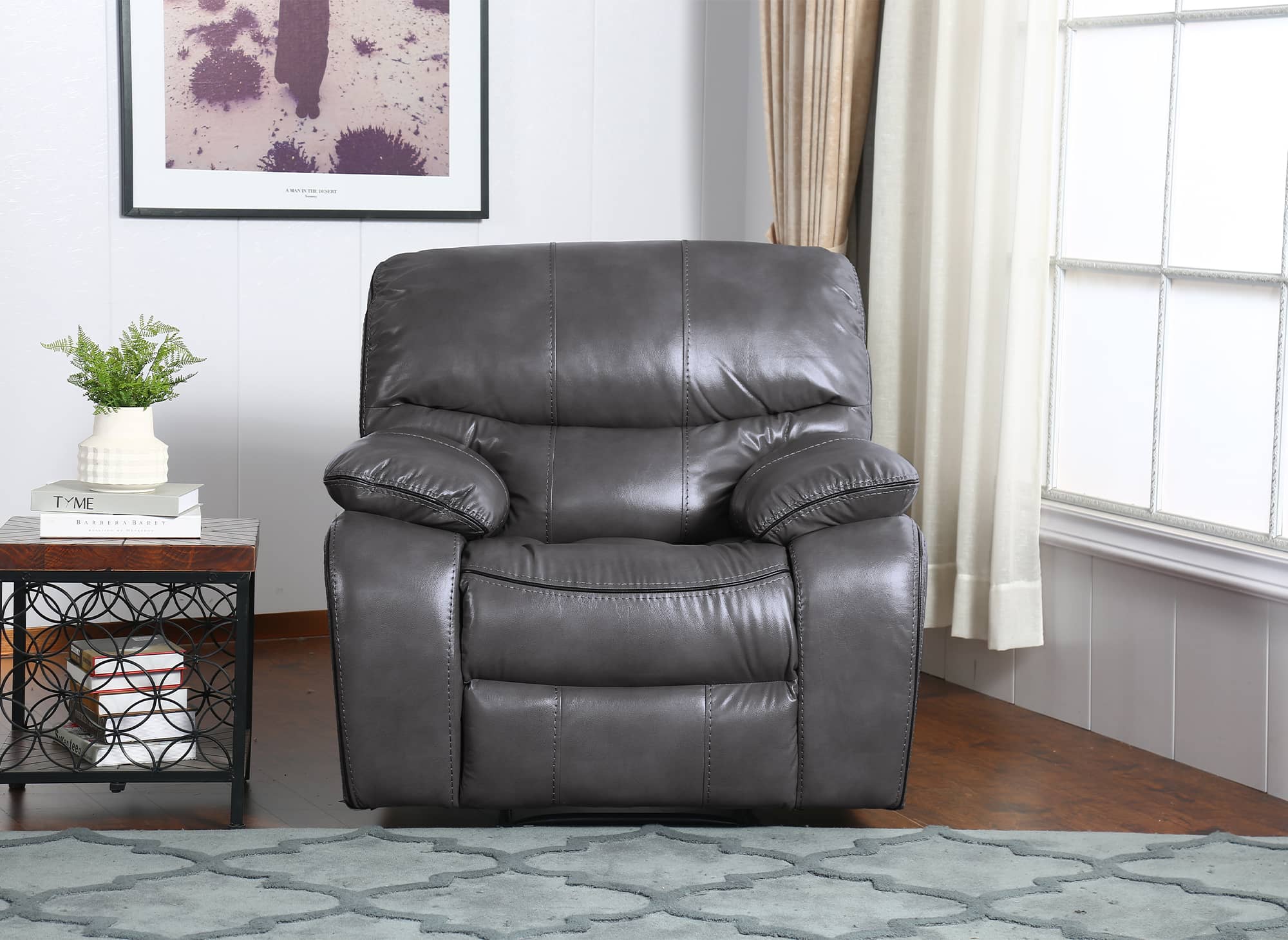 Fauteuil relax électrique en simili gris SYRIUS