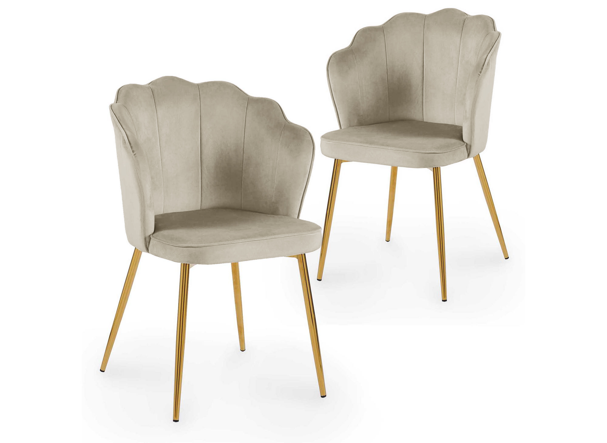 Lot de 2 chaises design en velours beige GARANCE - DECOINPARIS