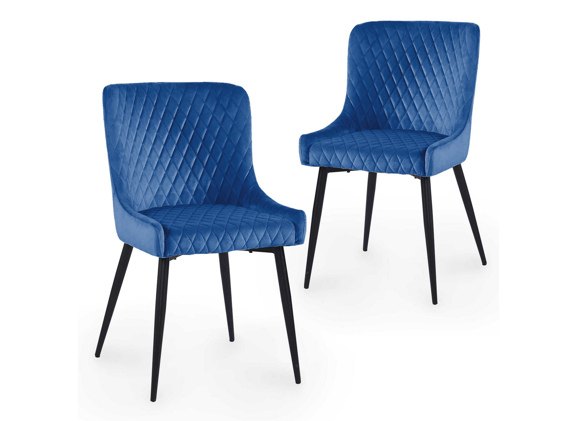 Lot de 2 chaises design en velours bleu JENNY