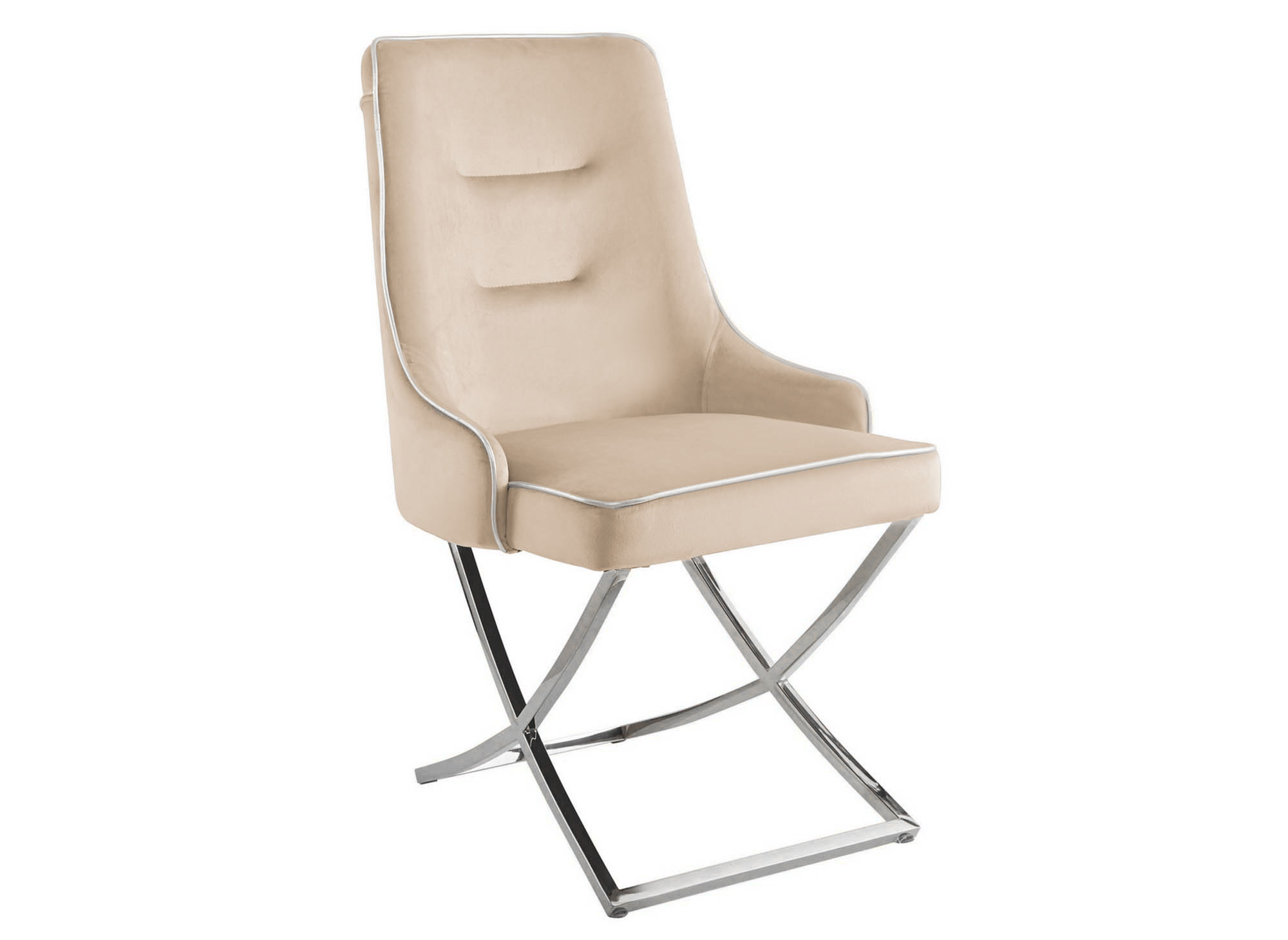 Lot de 2 chaises en velours beige pieds en métal argenté LEXA
