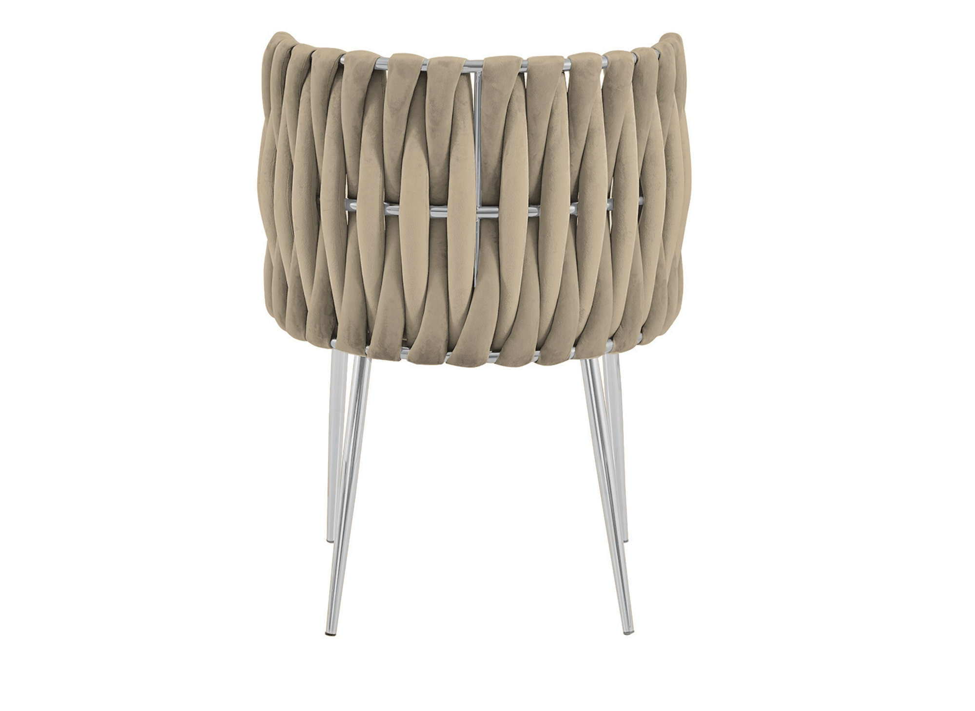 Lot de 2 chaises en velours beige pieds en métal argenté POLO