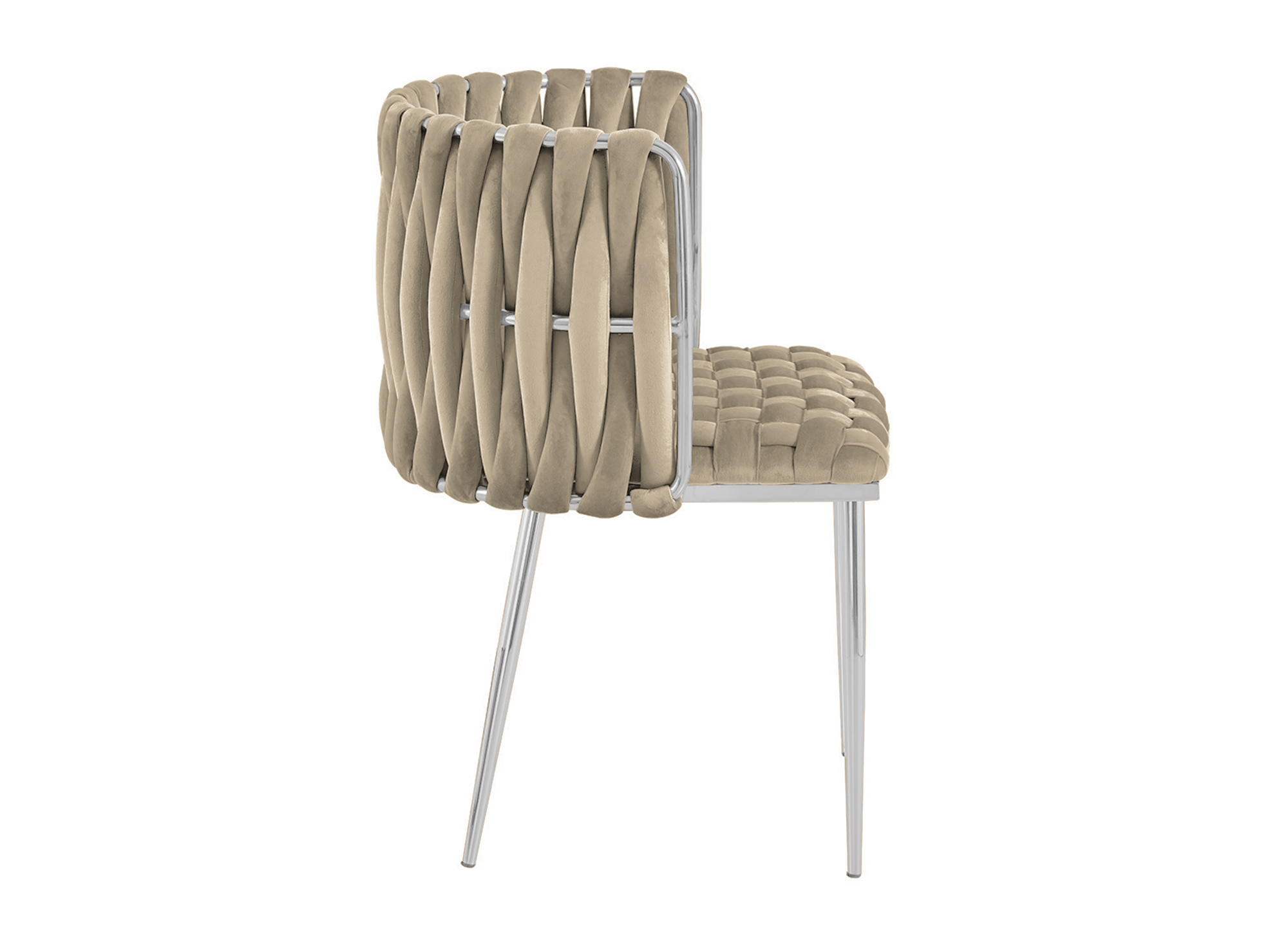 Lot de 2 chaises en velours beige pieds en métal argenté POLO