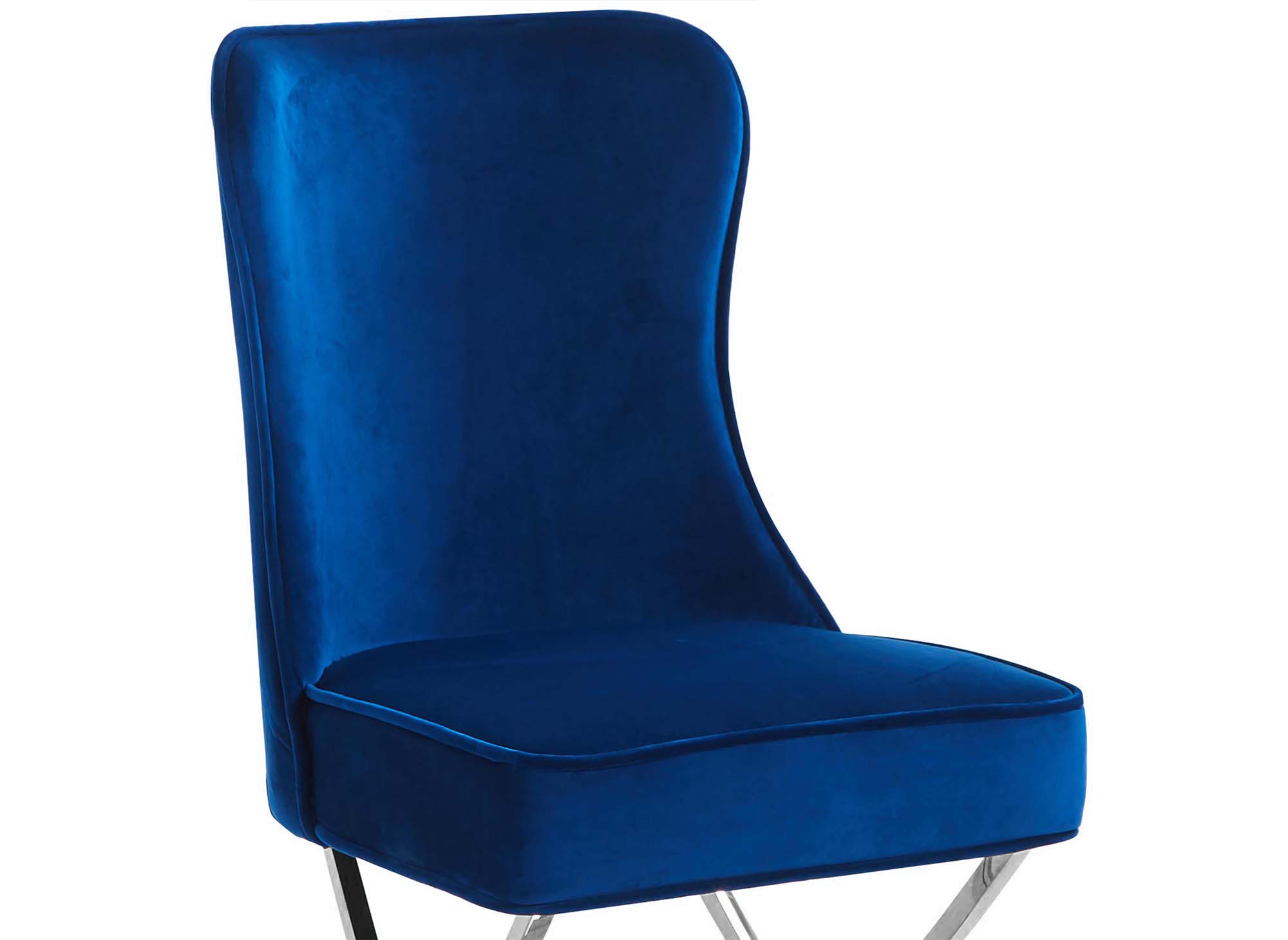 Lot de 2 chaises en velours bleu pieds en métal argenté  ETHAN
