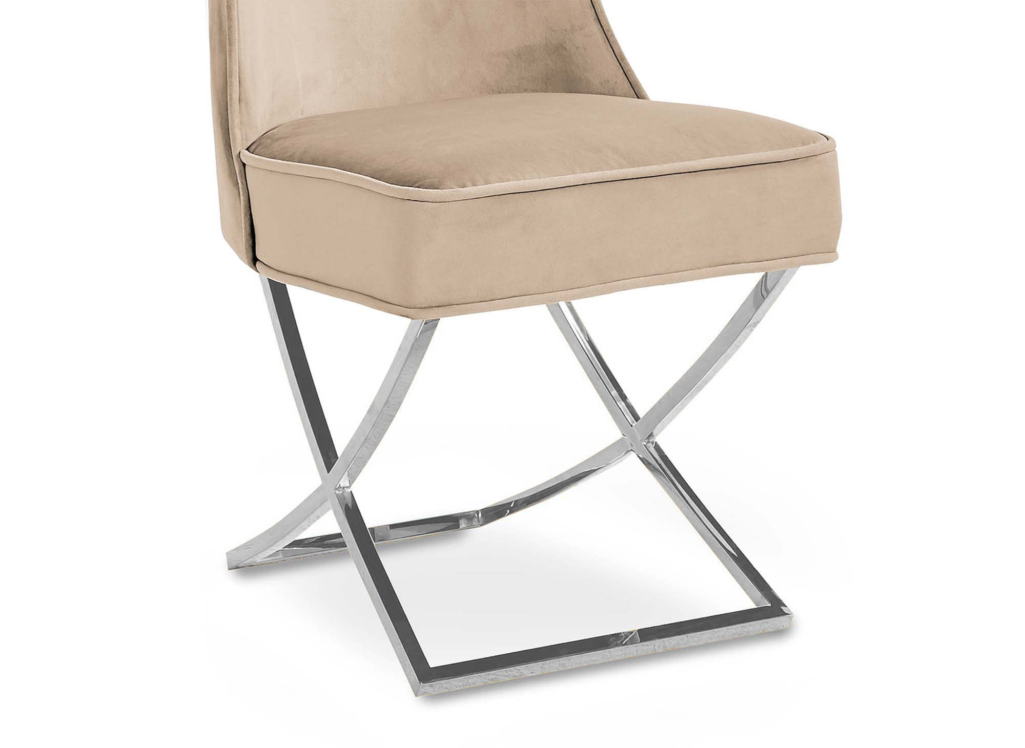 Lot de 2 chaises en velours beige pieds en métal argenté ETHAN