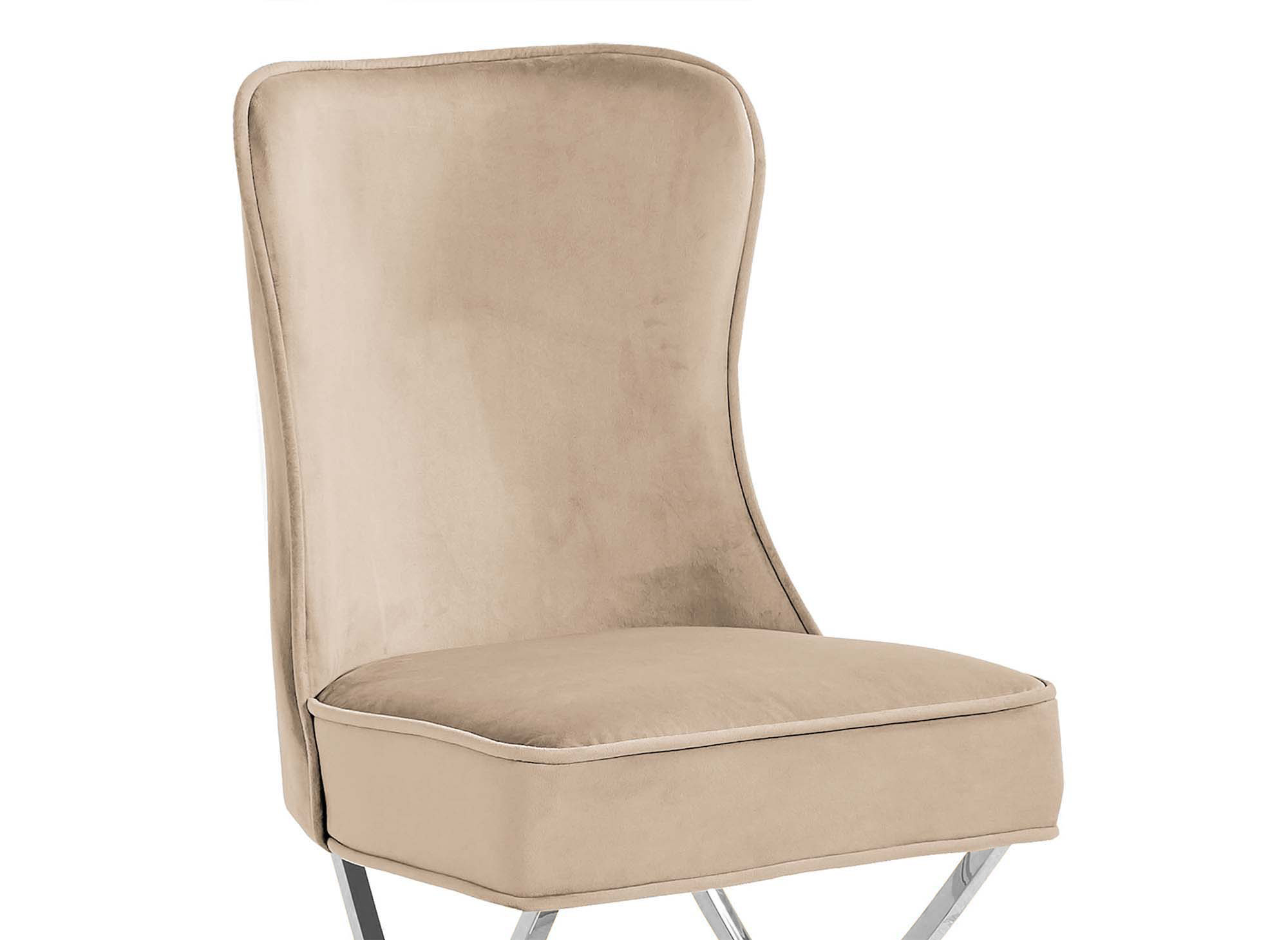 Lot de 2 chaises en velours beige pieds en métal argenté ETHAN