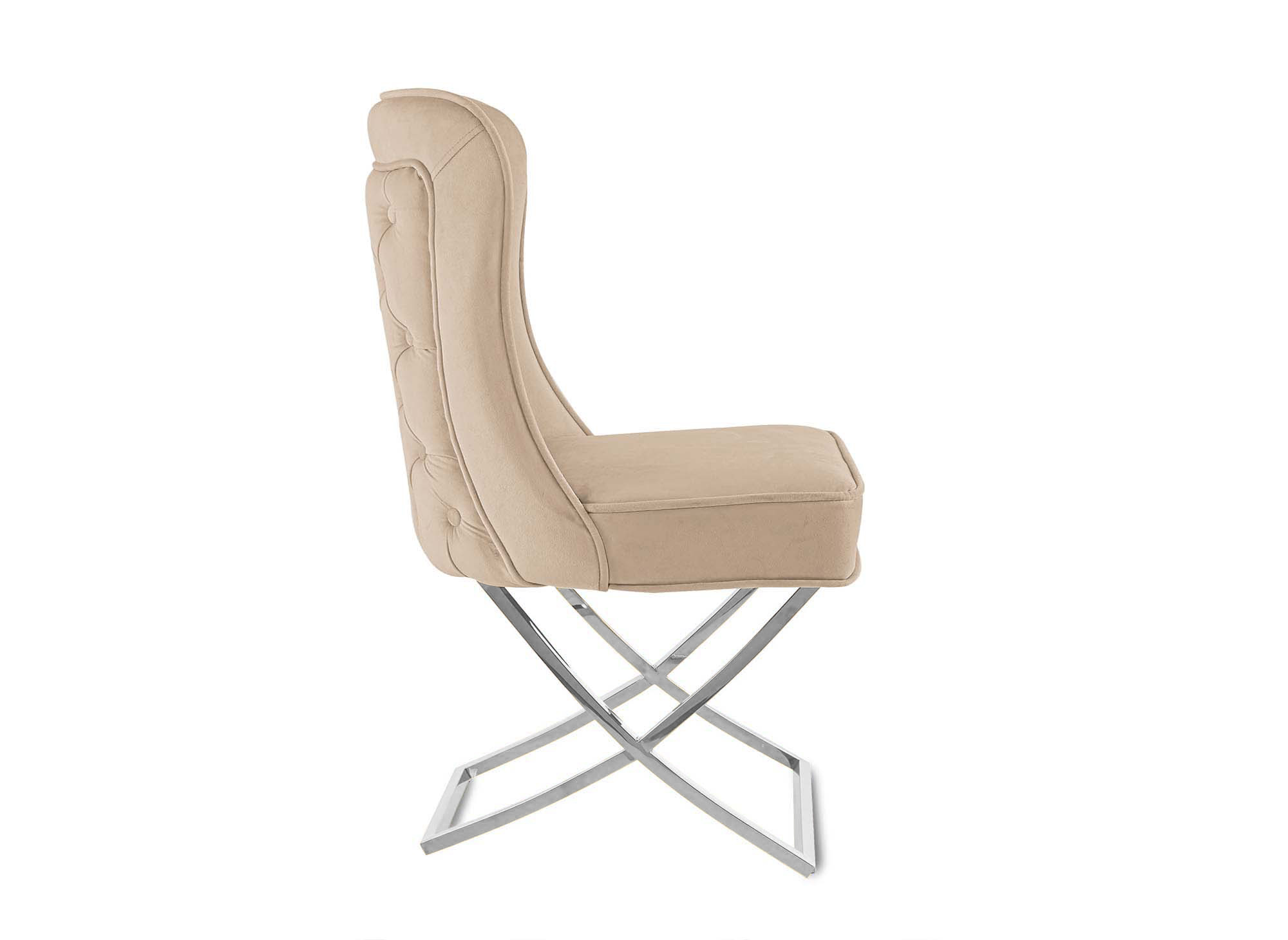 Lot de 2 chaises en velours beige pieds en métal argenté ETHAN