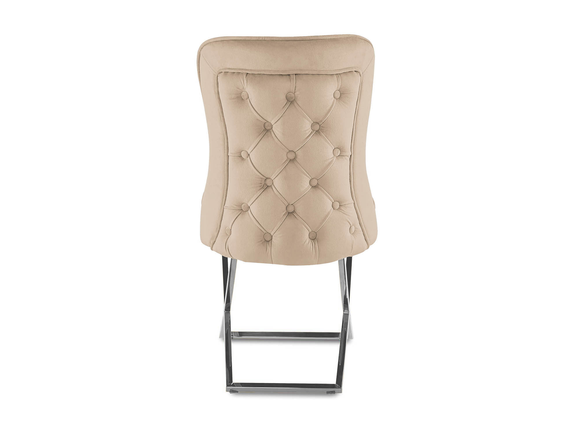 Lot de 2 chaises en velours beige pieds en métal argenté ETHAN