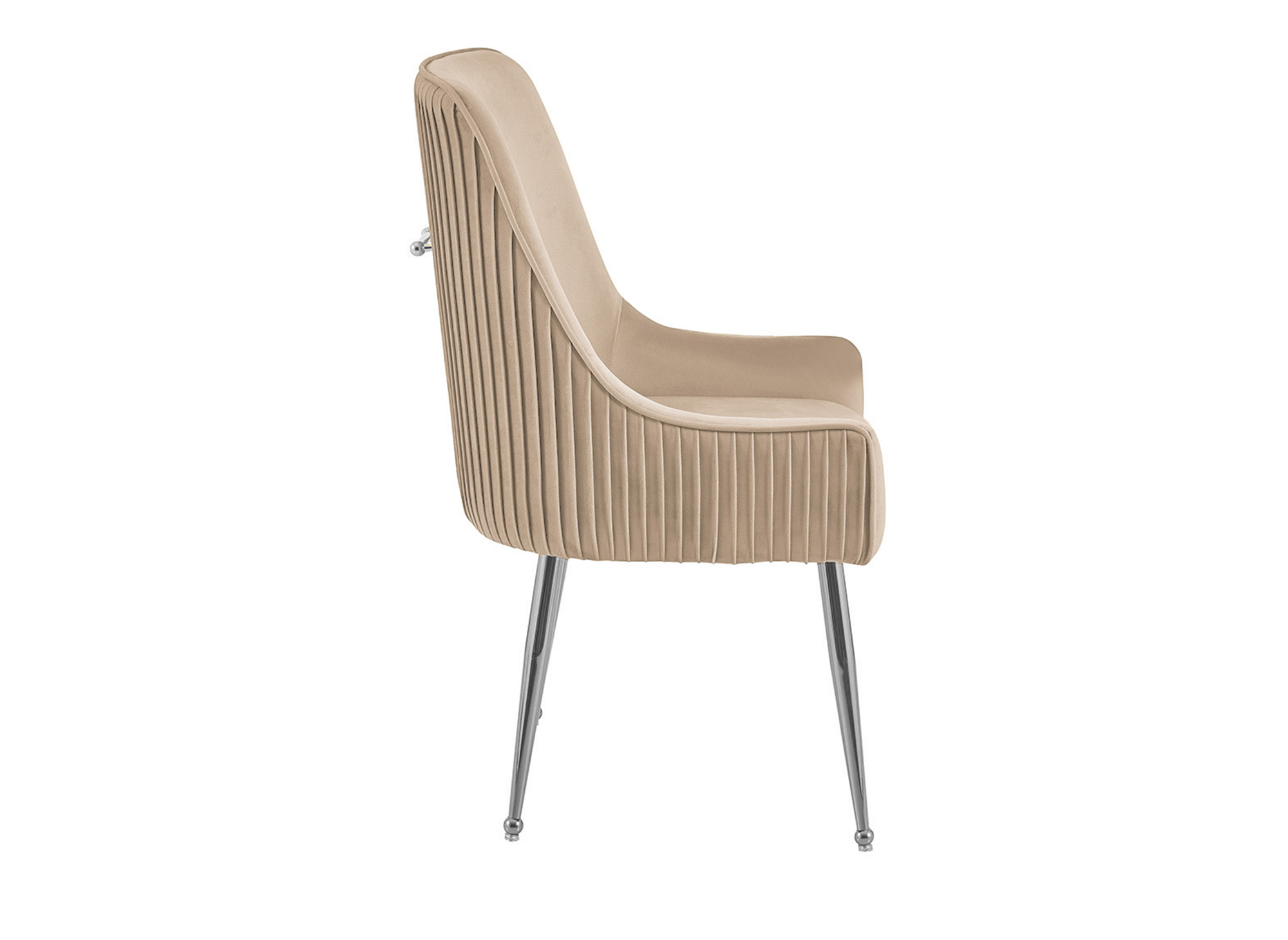 Lot de 2 chaises en velours beige pieds en métal argenté DORY