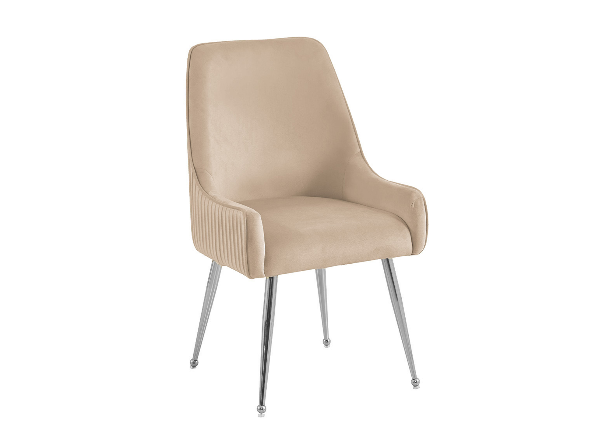 Lot de 2 chaises en velours beige pieds en métal argenté DORY