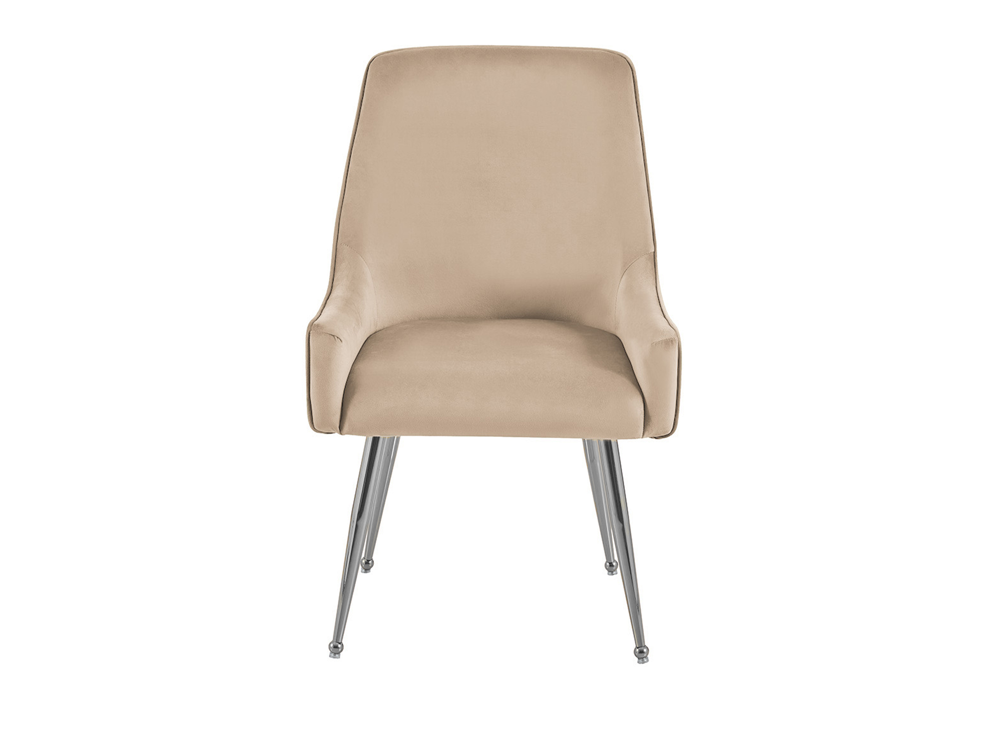 Lot de 2 chaises en velours beige pieds en métal argenté DORY