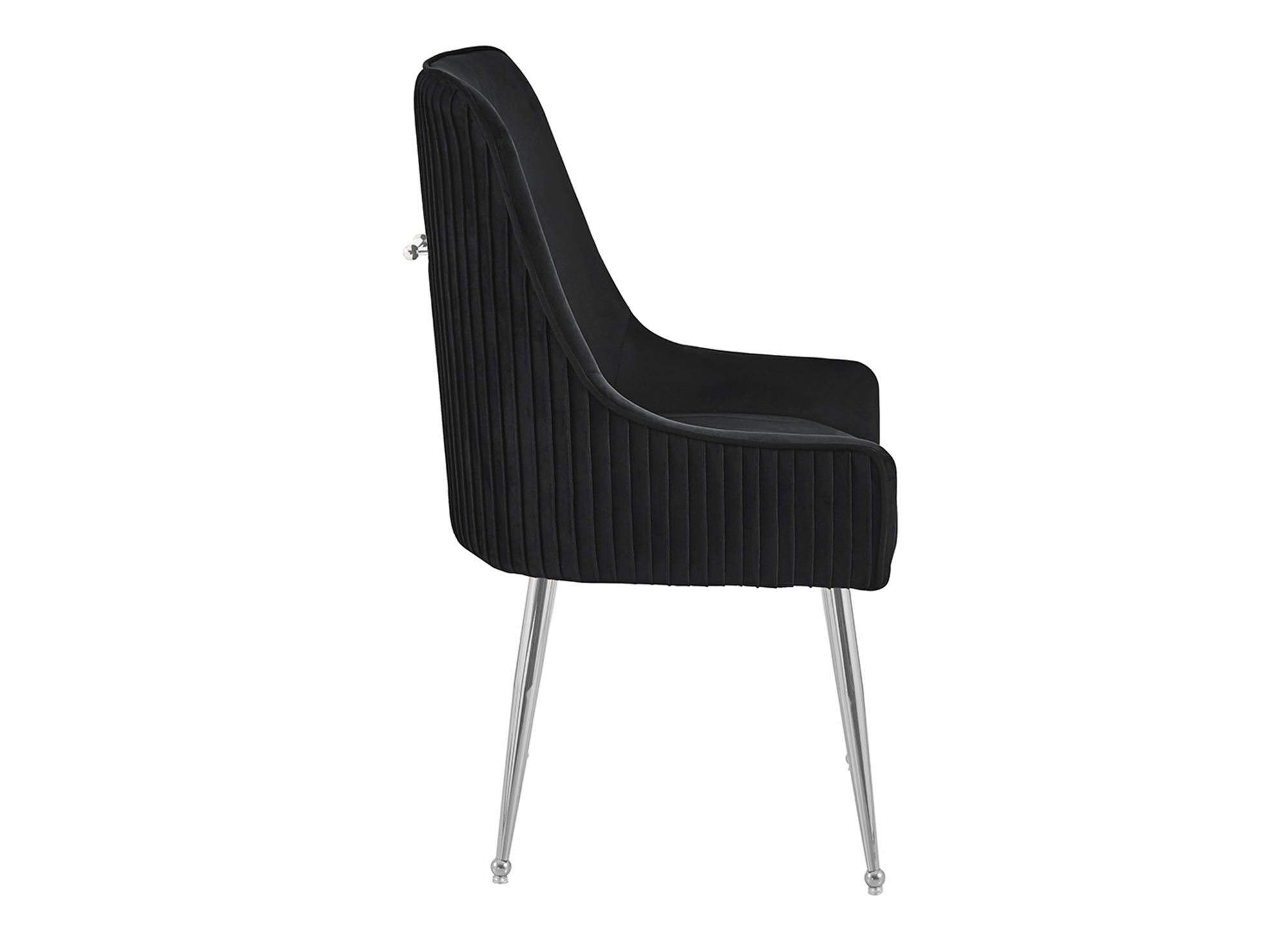 Lot de 2 chaises en velours noir pieds en métal argenté DORY