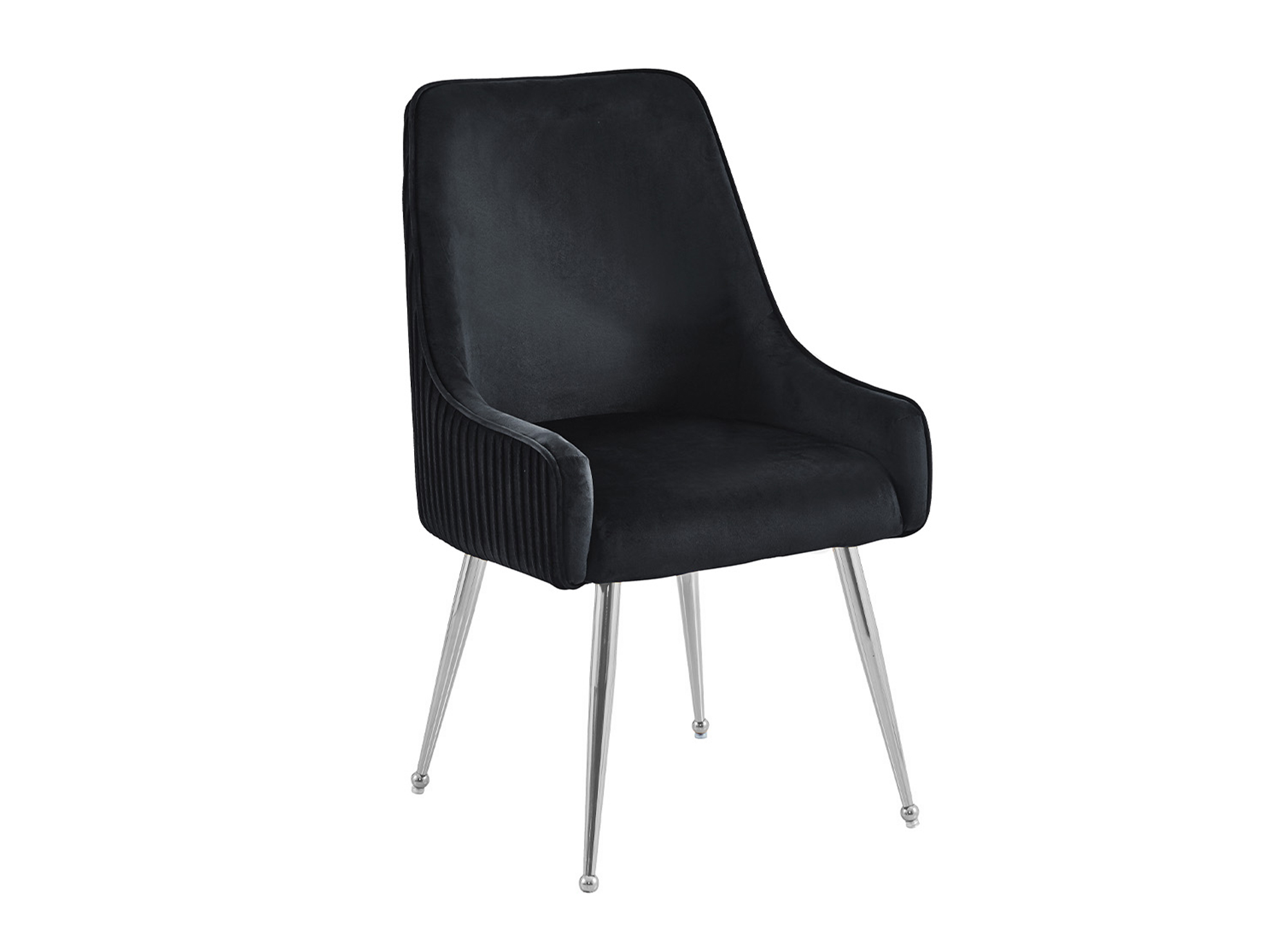 Lot de 2 chaises en velours noir pieds en métal argenté DORY