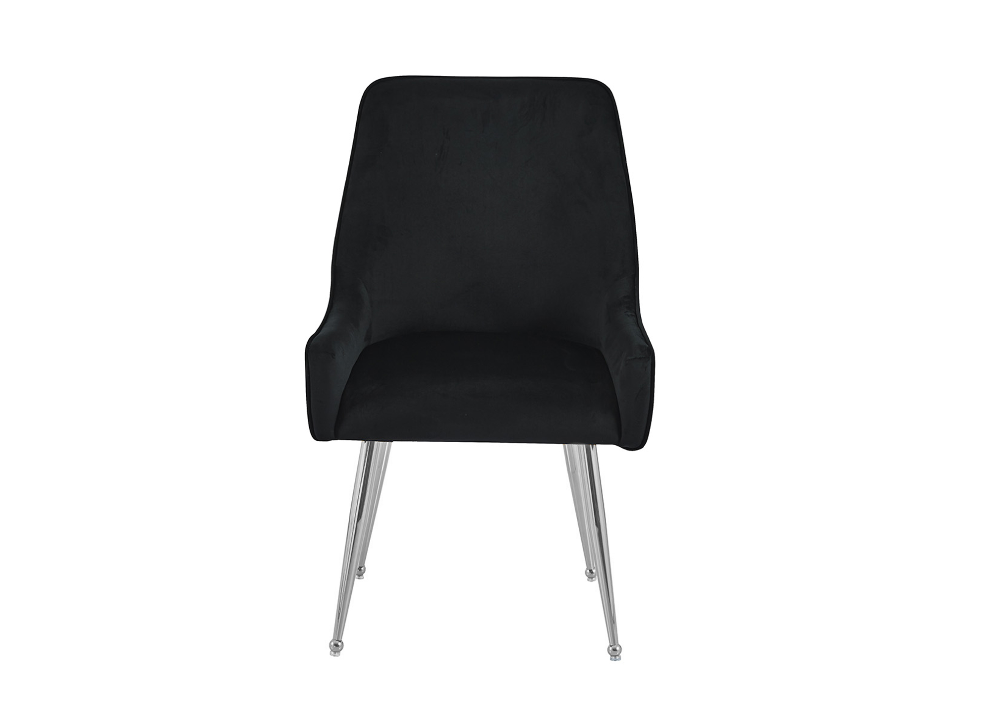 Lot de 2 chaises en velours noir pieds en métal argenté DORY