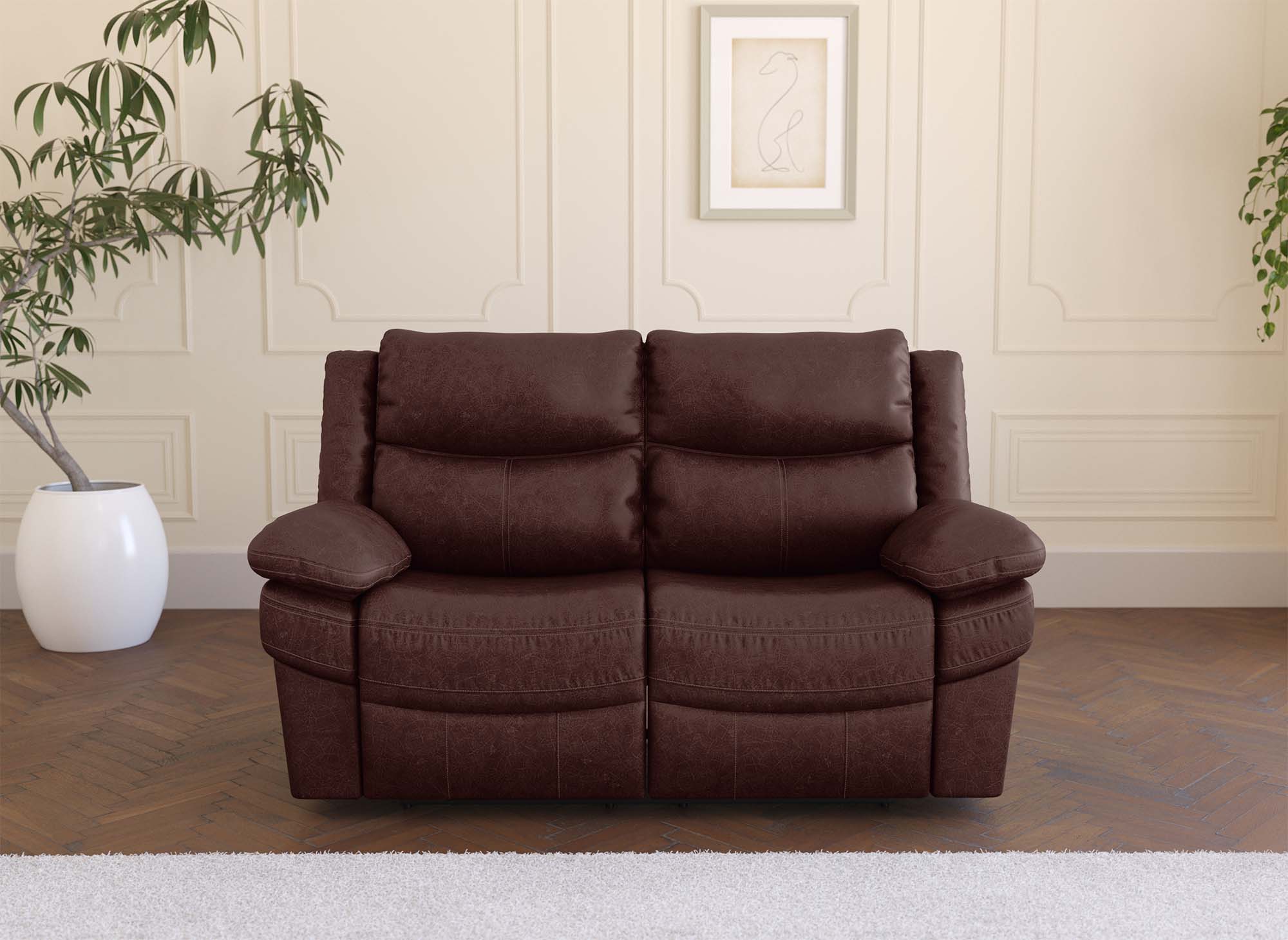 Canapé relax électrique 2 places en tissu microfibre marron ALFRED