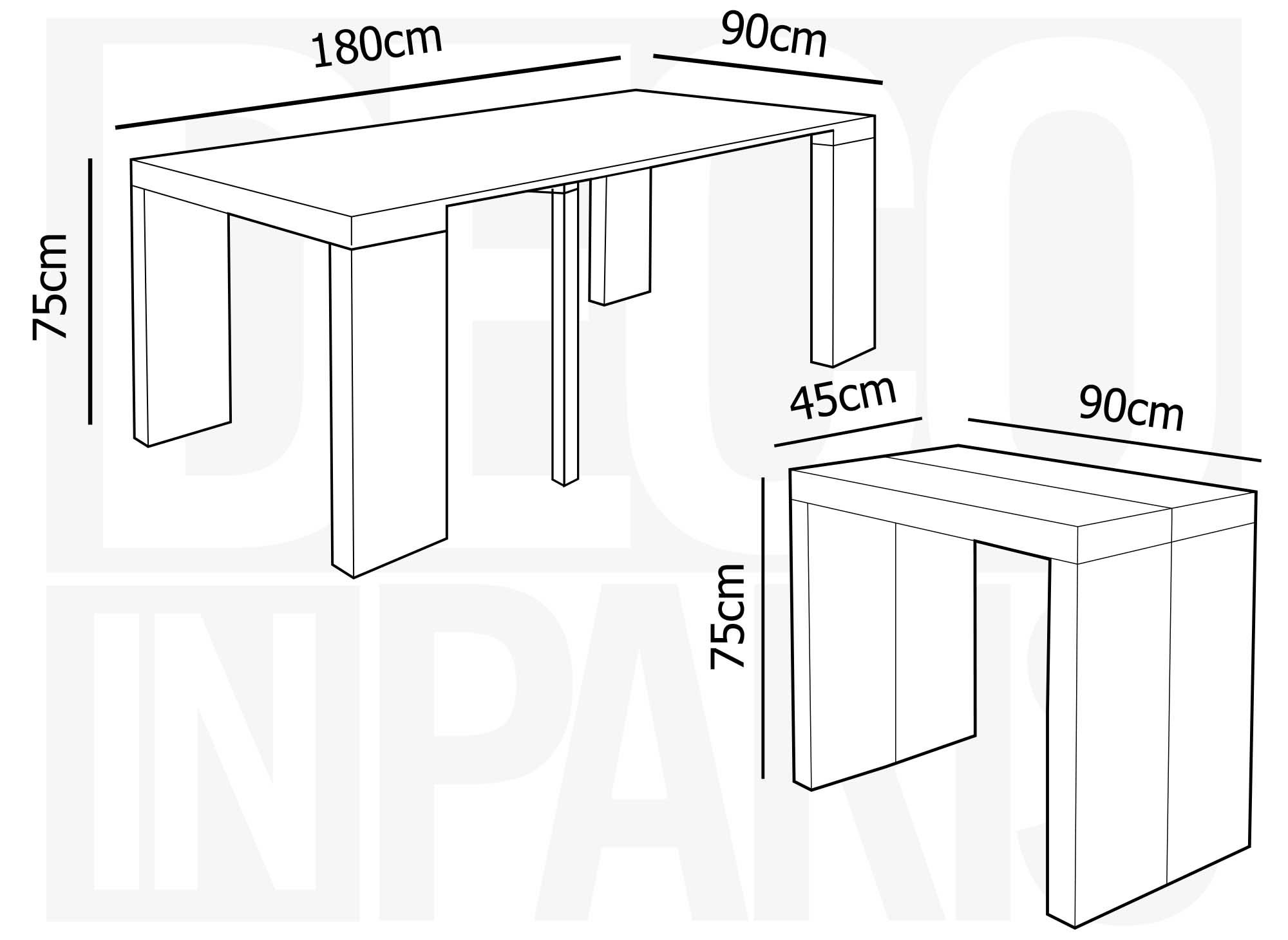 Table console extensible blanche 8 personnes ESTELLE - DIP