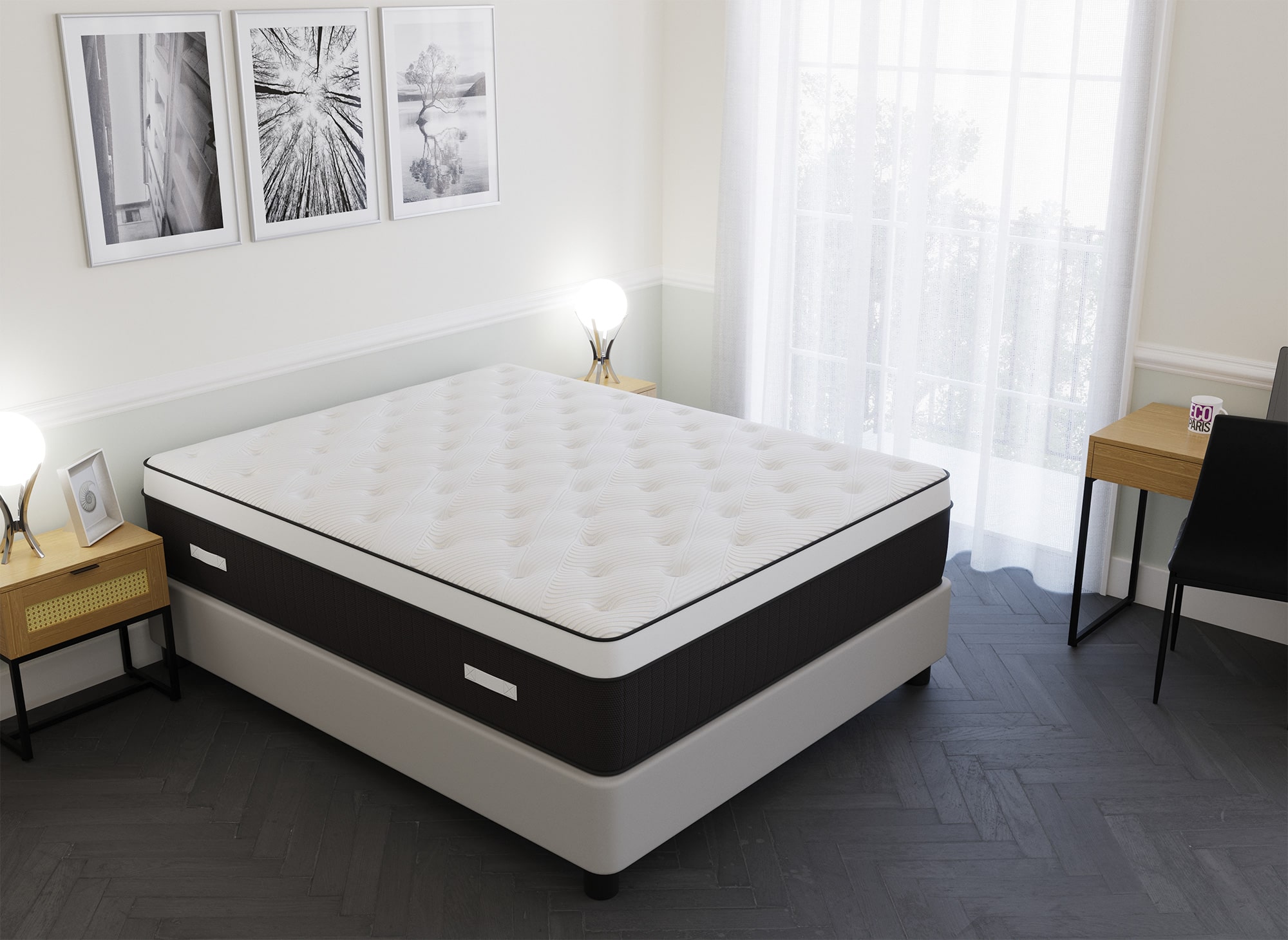 Matelas hybride mémoire de forme 140 x 190 cm épaisseur 37 cm - PILLOW