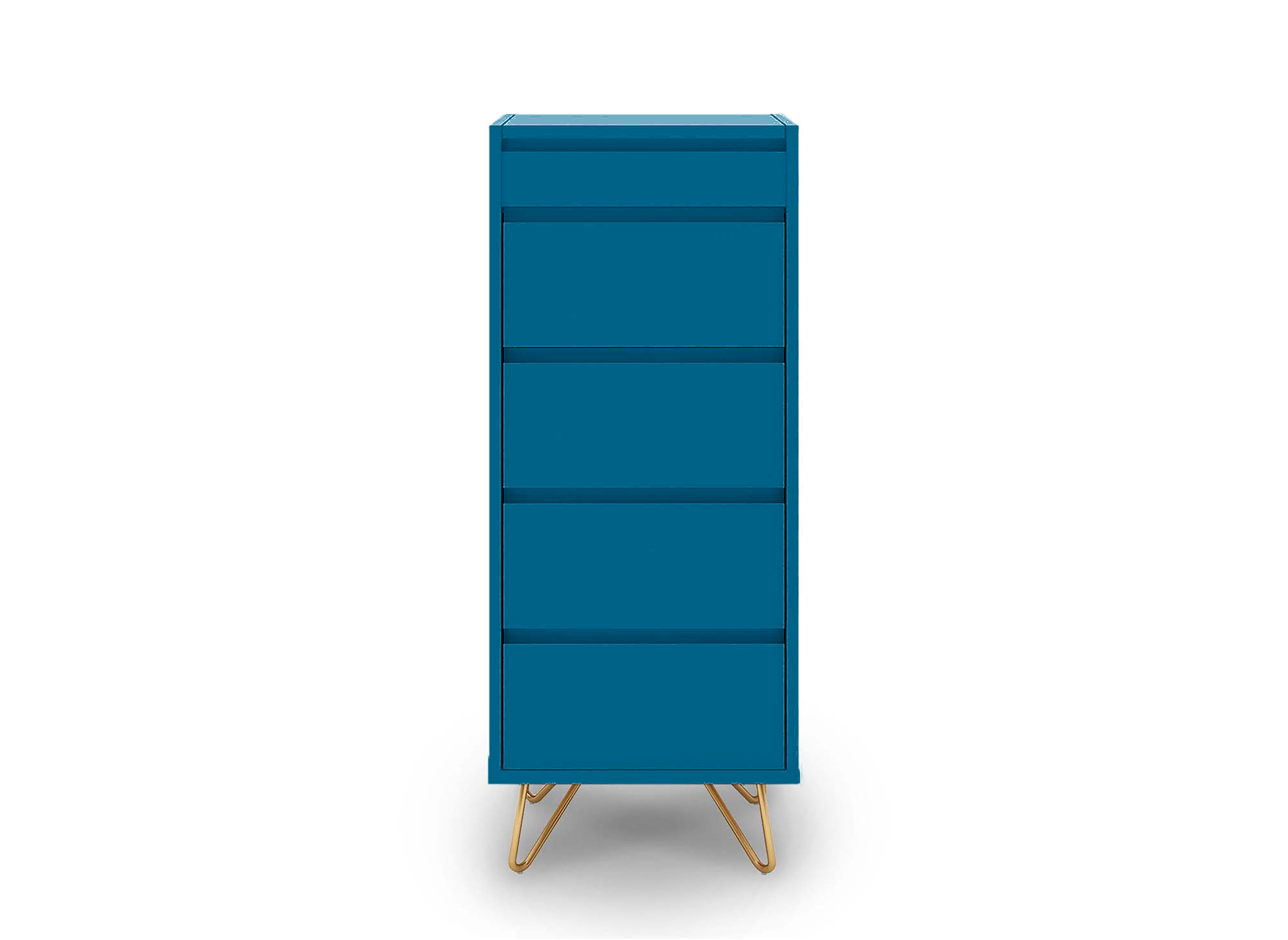 Commode 4 tiroirs bleu canard avec coiffeuse intégrée DARINA
