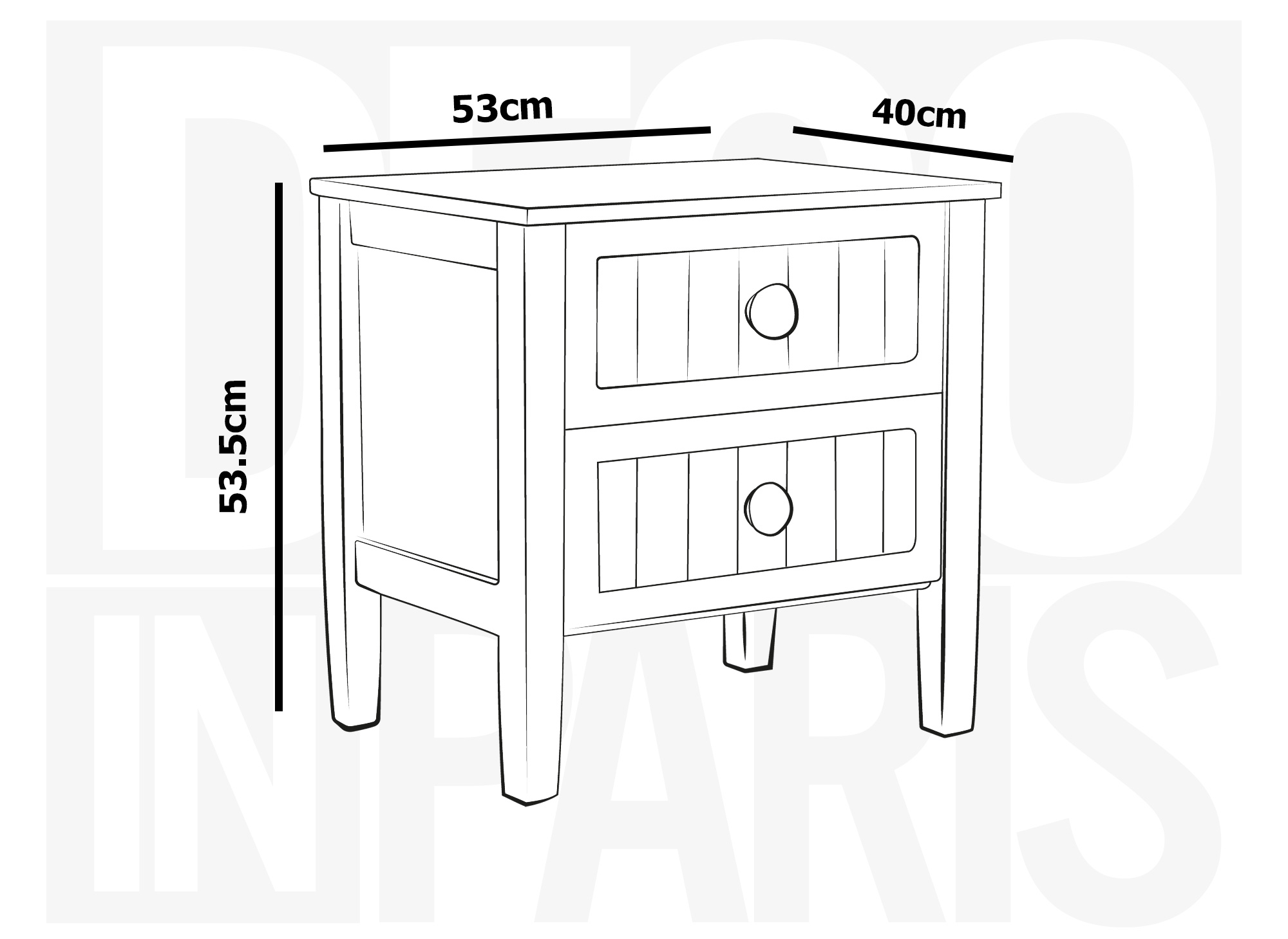 Table de chevet 2 tiroirs en bois blanc KENNY