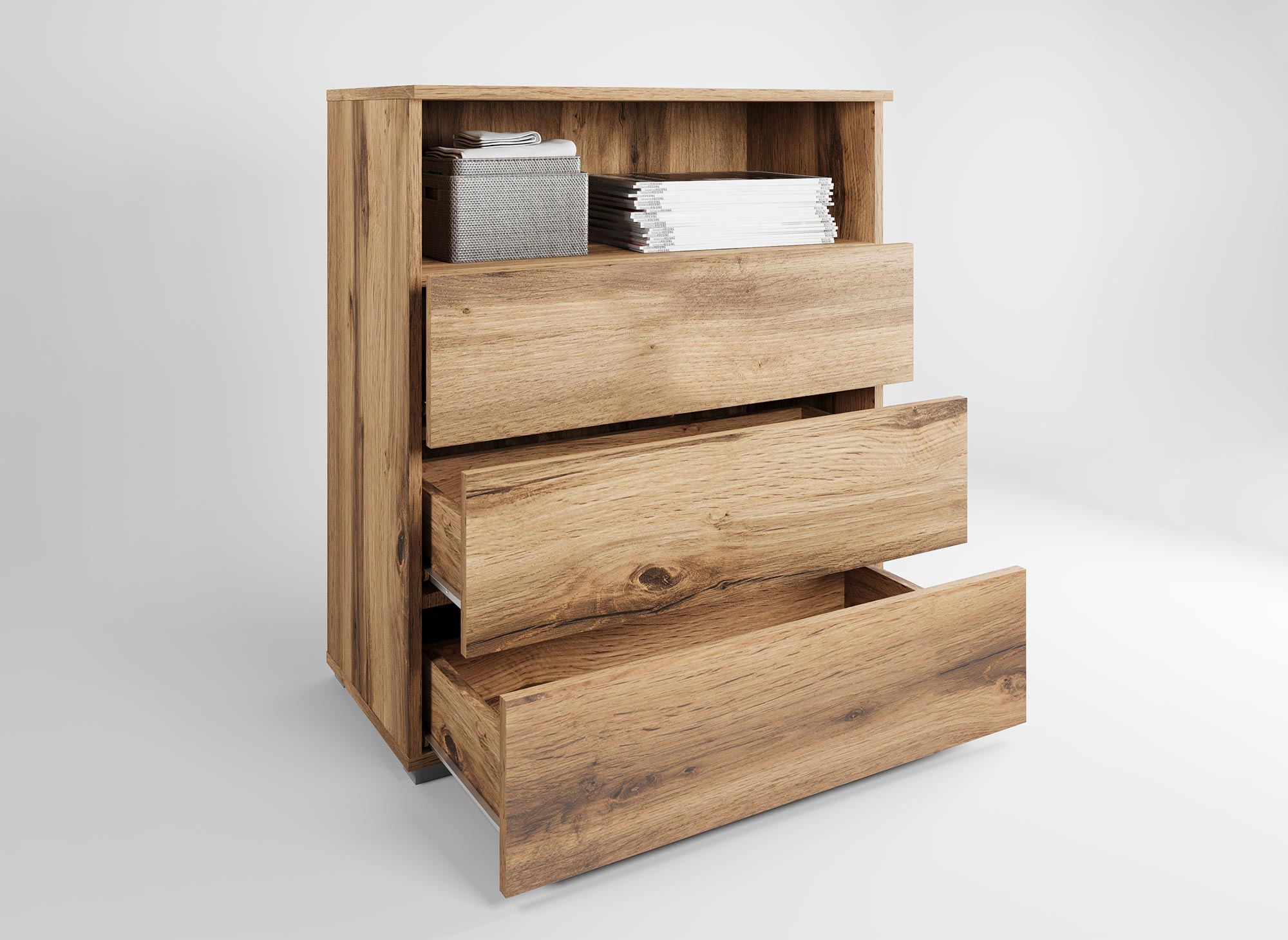 Meuble à chaussures 3 tiroirs et 1 niche en bois BAKI