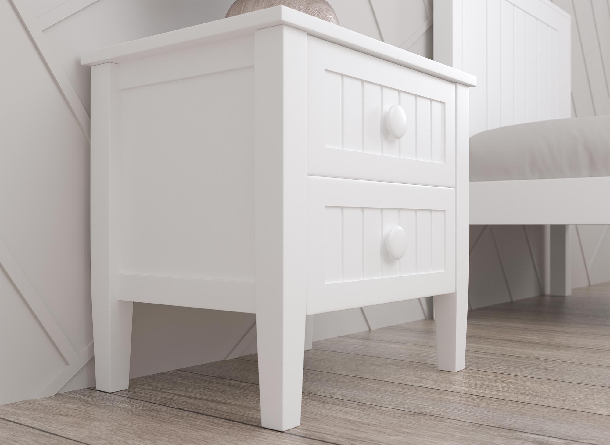 Table de chevet 2 tiroirs en bois blanc KENNY