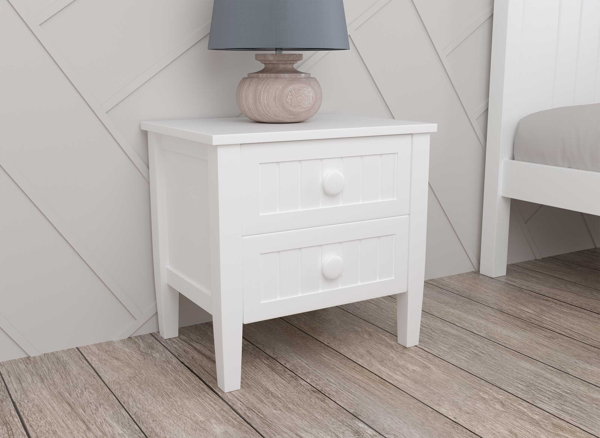 Table de chevet 2 tiroirs en bois blanc KENNY