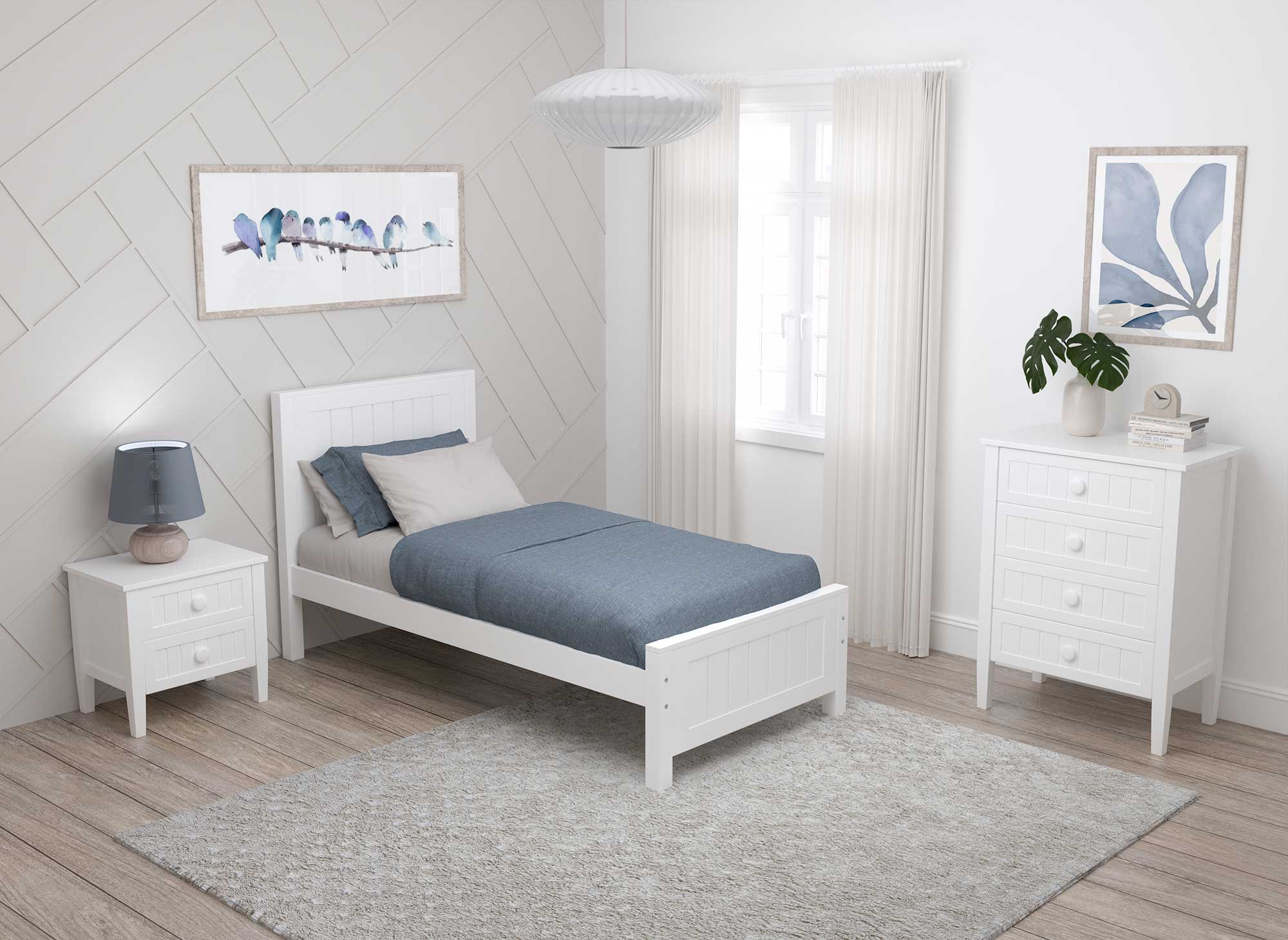 Table de chevet 2 tiroirs en bois blanc KENNY