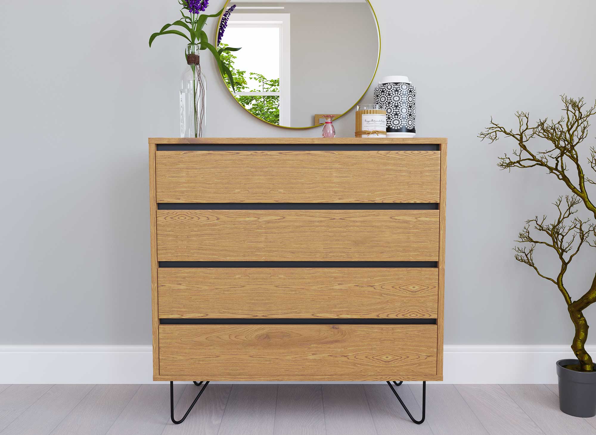 Commode 4 tiroirs en bois DARINA