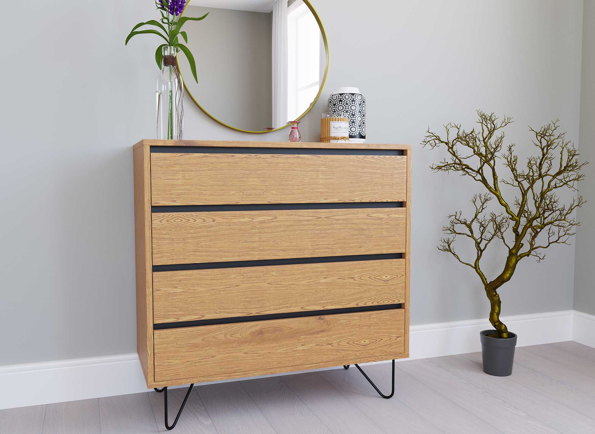 Commode 4 tiroirs en bois DARINA