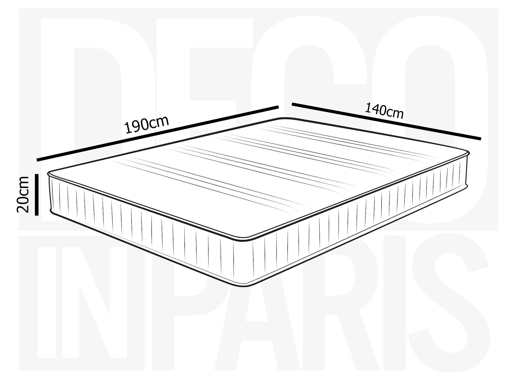 Matelas mousse 140 x 190 cm épaisseur 20 cm AWAN - DIP