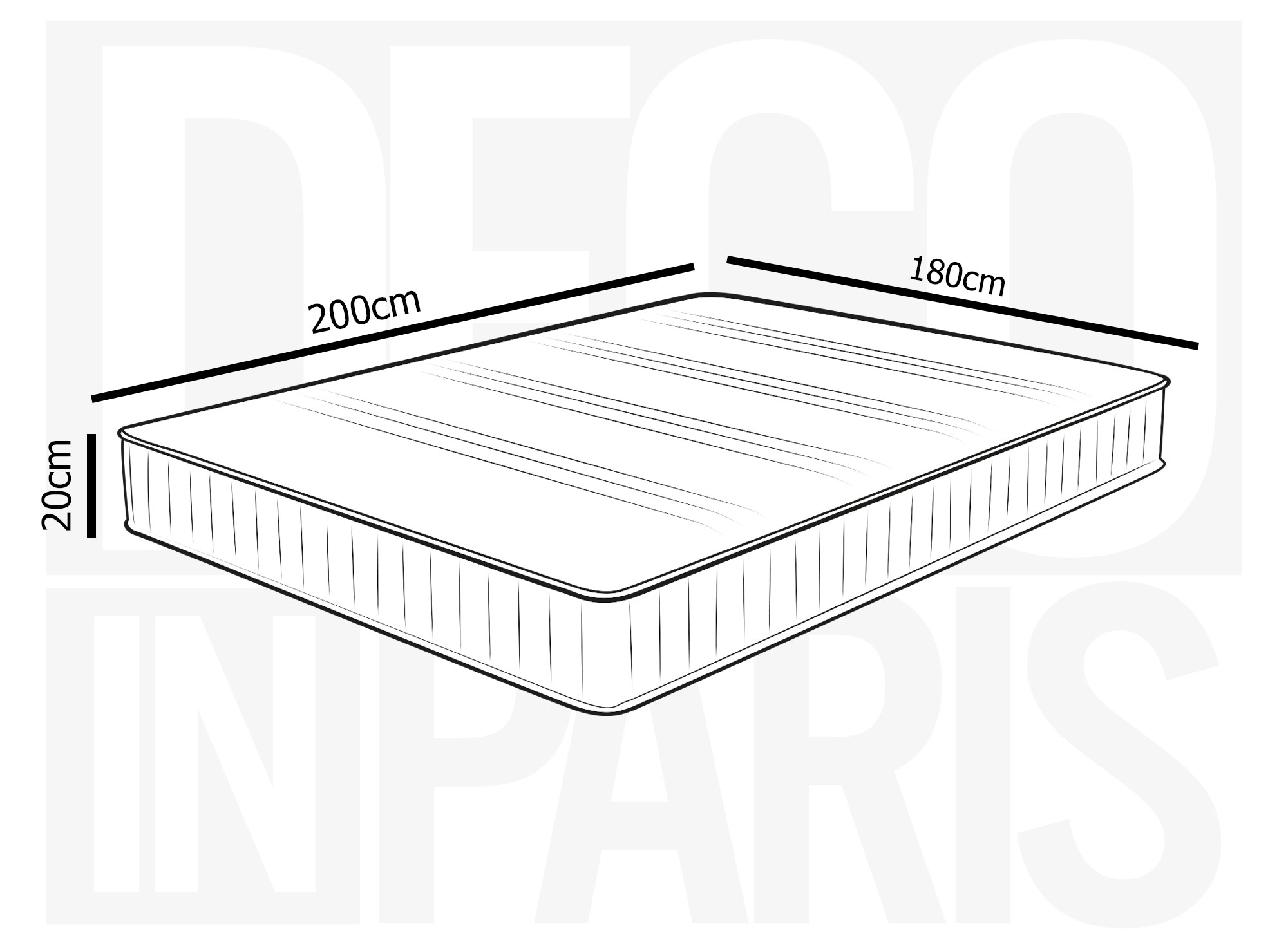 Matelas mousse 180 x 200 cm épaisseur 20 cm AWAN