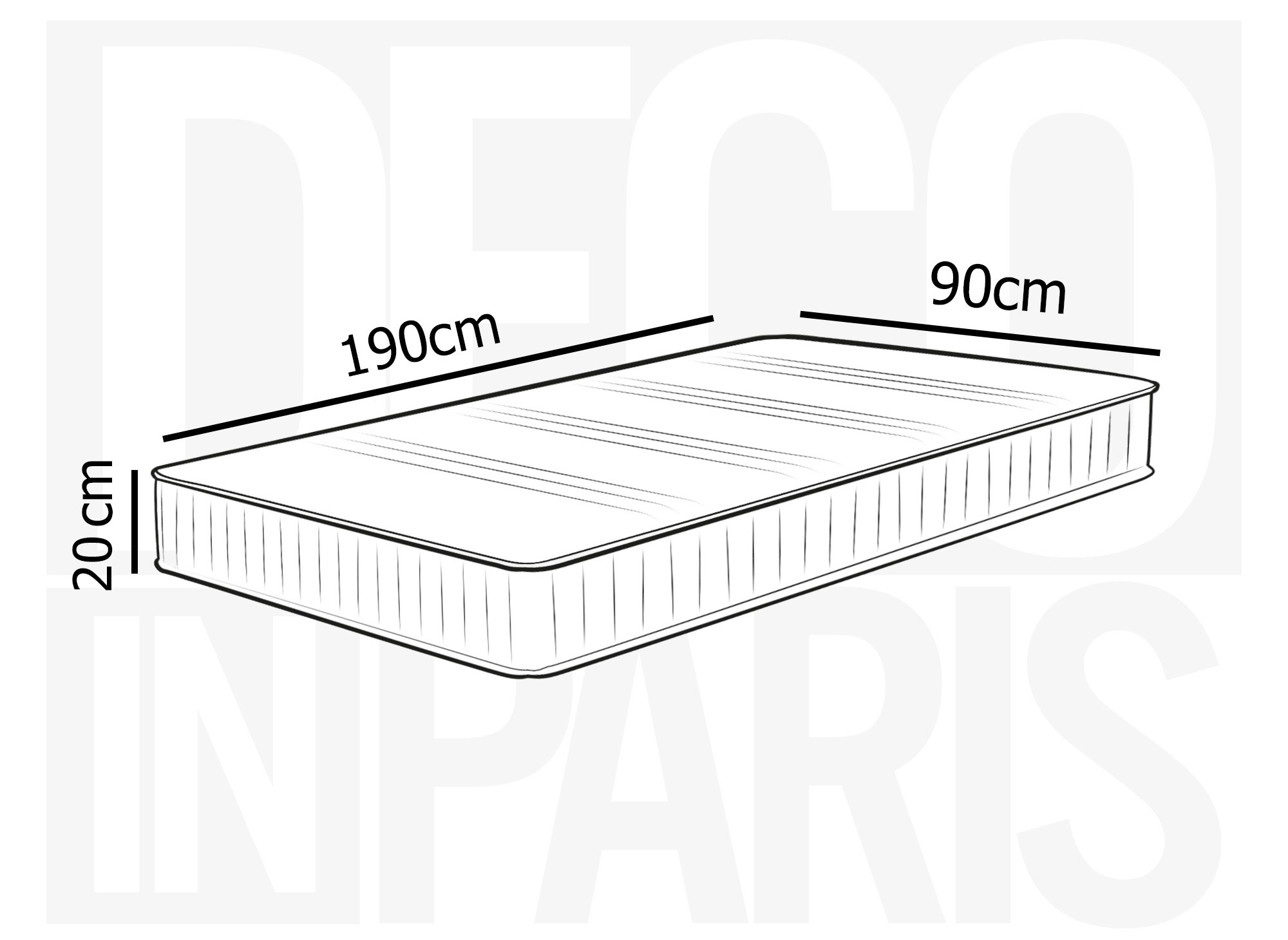 Matelas mousse 90 x 190 cm épaisseur 20 cm AWAN