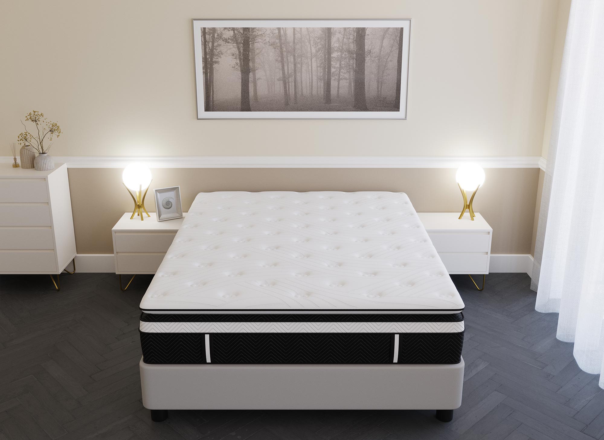Matelas hybride mémoire de forme 160 x 200 cm épaisseur 35 cm - CLOUDY