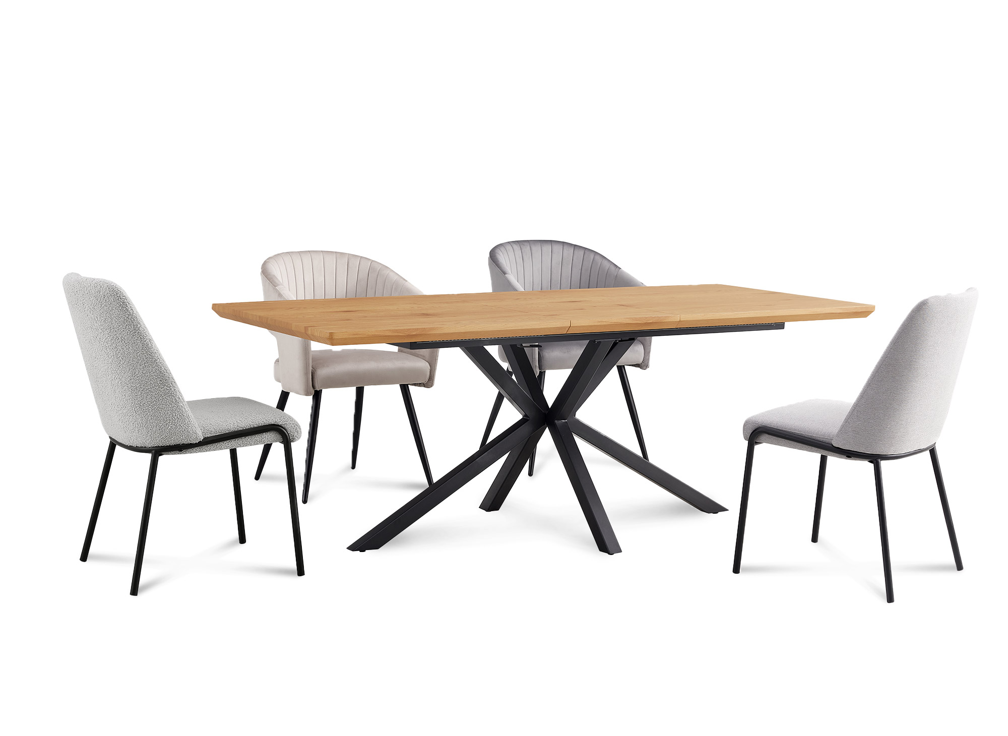 Table à manger rectangulaire extensible en bois et métal noir MIKADO