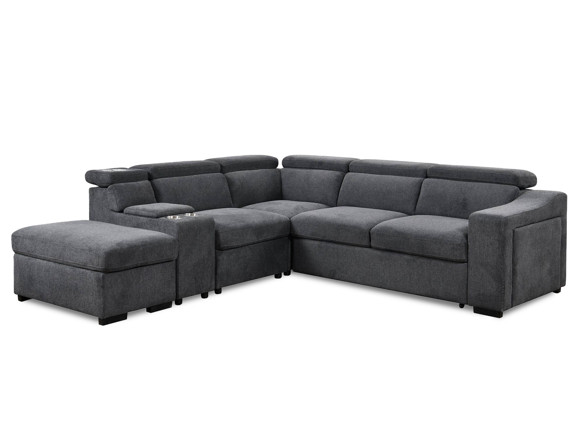Canapé d'angle convertible en tissu gris foncé DEREK XL - Angle gauche