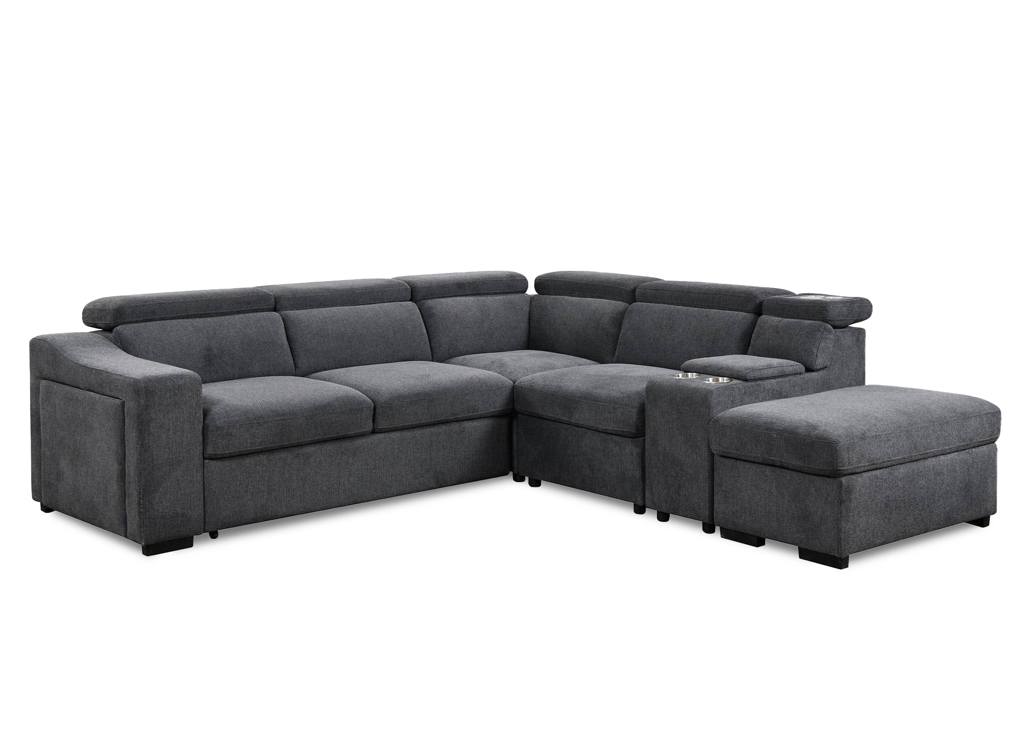 Canapé d'angle convertible en tissu gris foncé DEREK XL - Angle droit