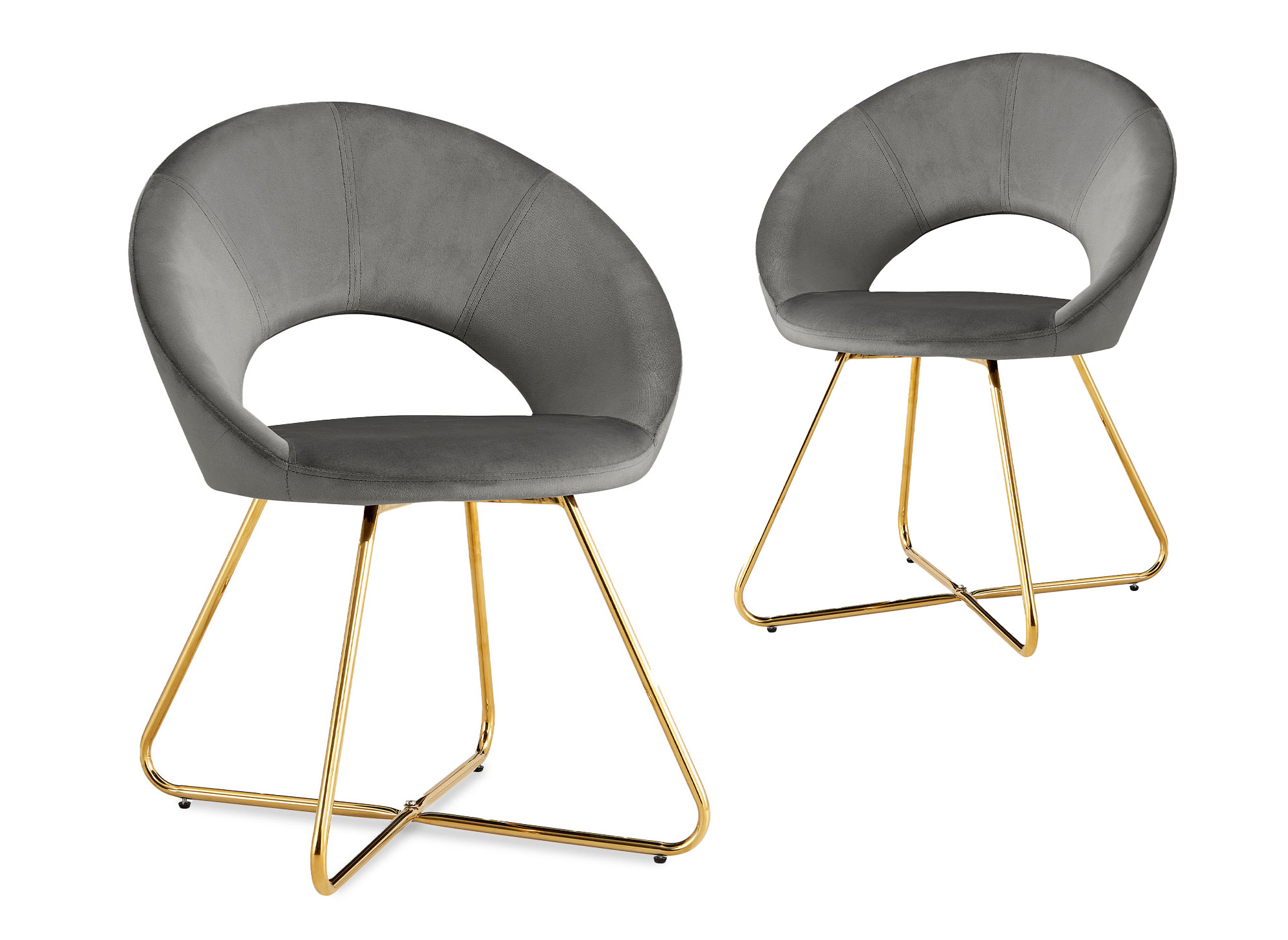Lot de 2 chaises design en velours gris PETRA