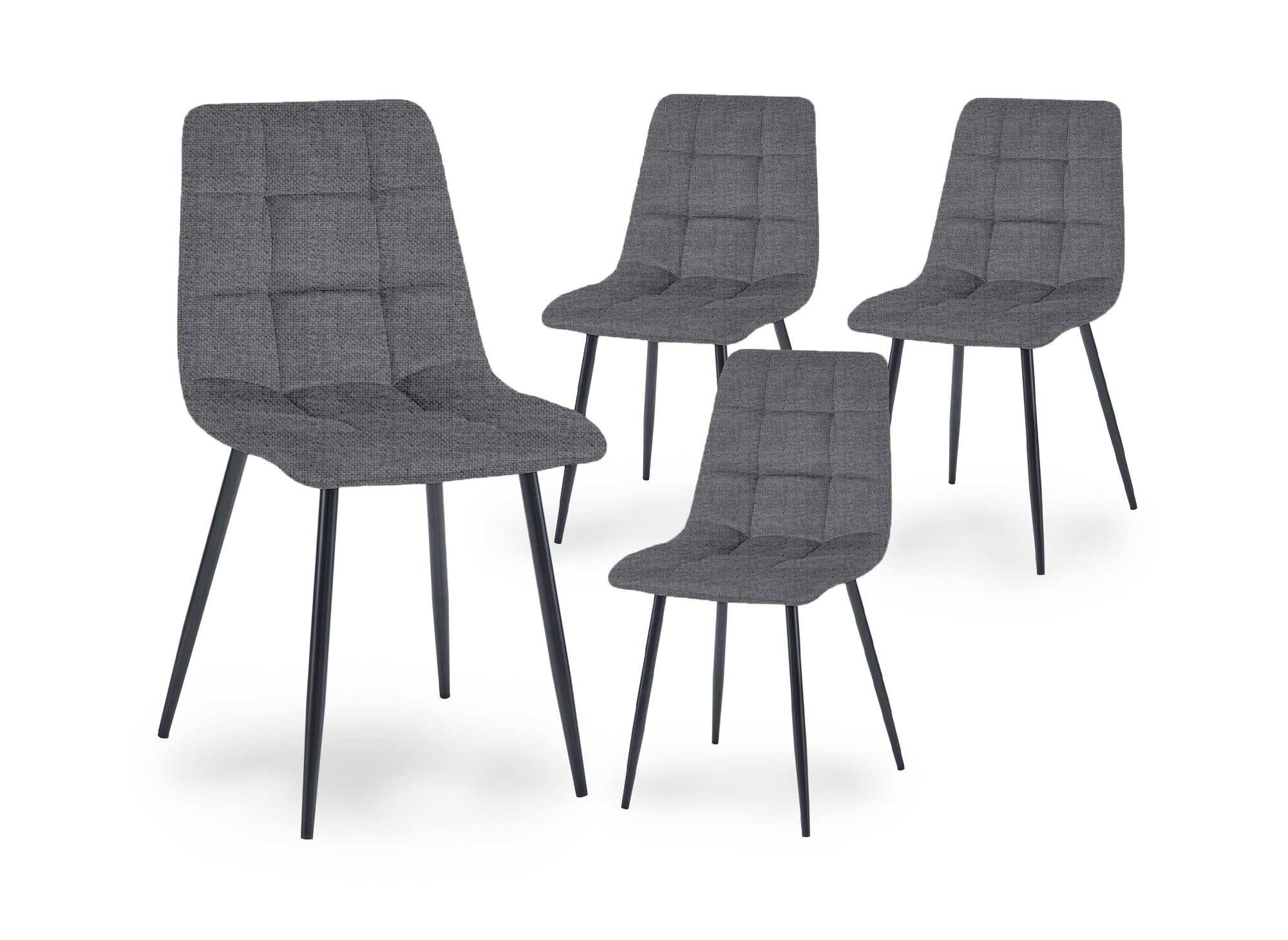 Lot de 4 chaises en tissu gris foncé capitonné JEREMI