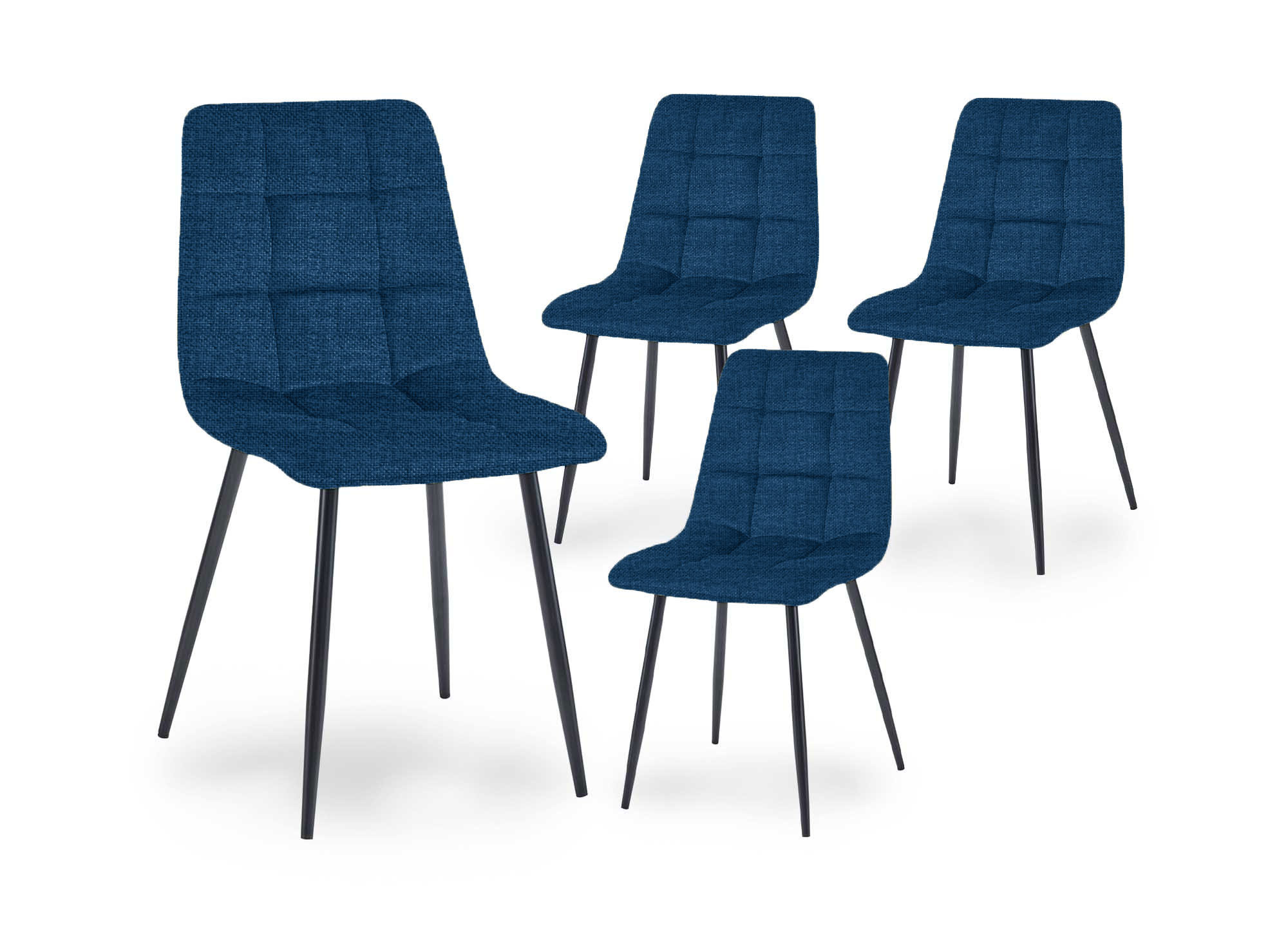 Lot de 4 chaises en tissu bleu capitonné JEREMI