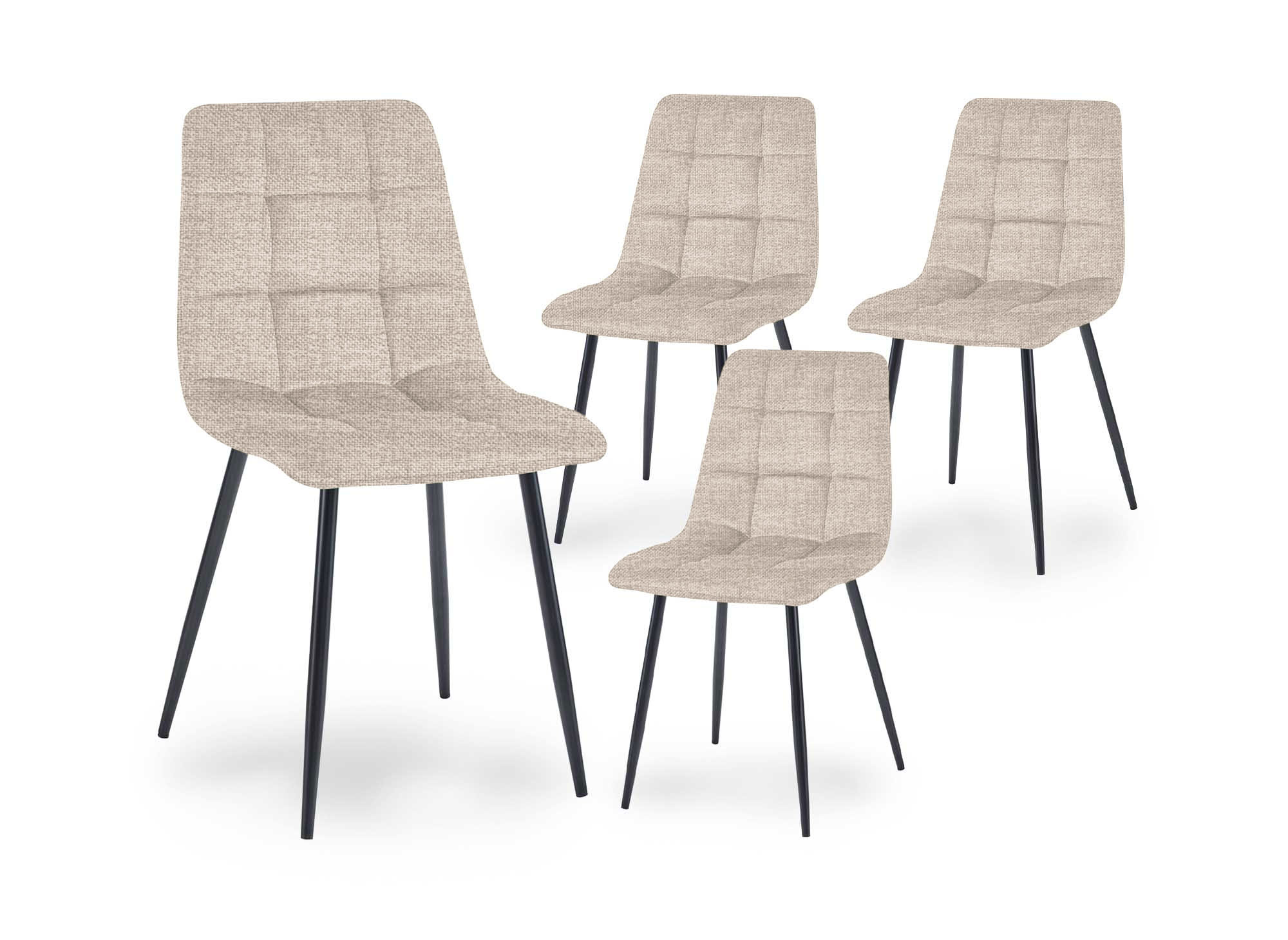 Lot de 4 chaises en tissu beige capitonné JEREMI