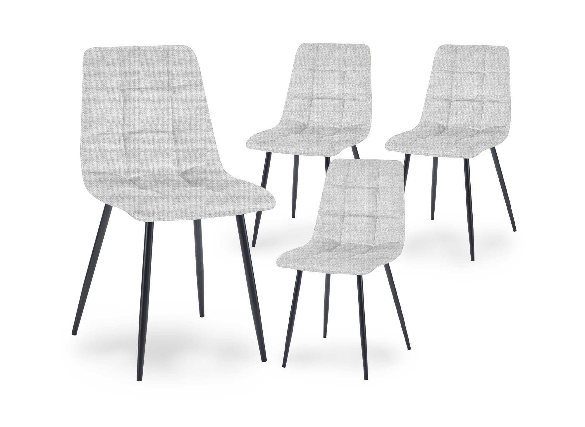 Lot de 4 chaises en tissu gris clair capitonné JEREMI