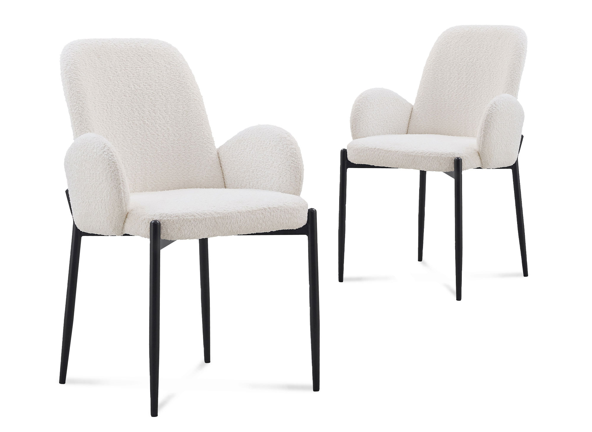 Lot de 2 chaises effet peau de mouton blanc KAMILIA