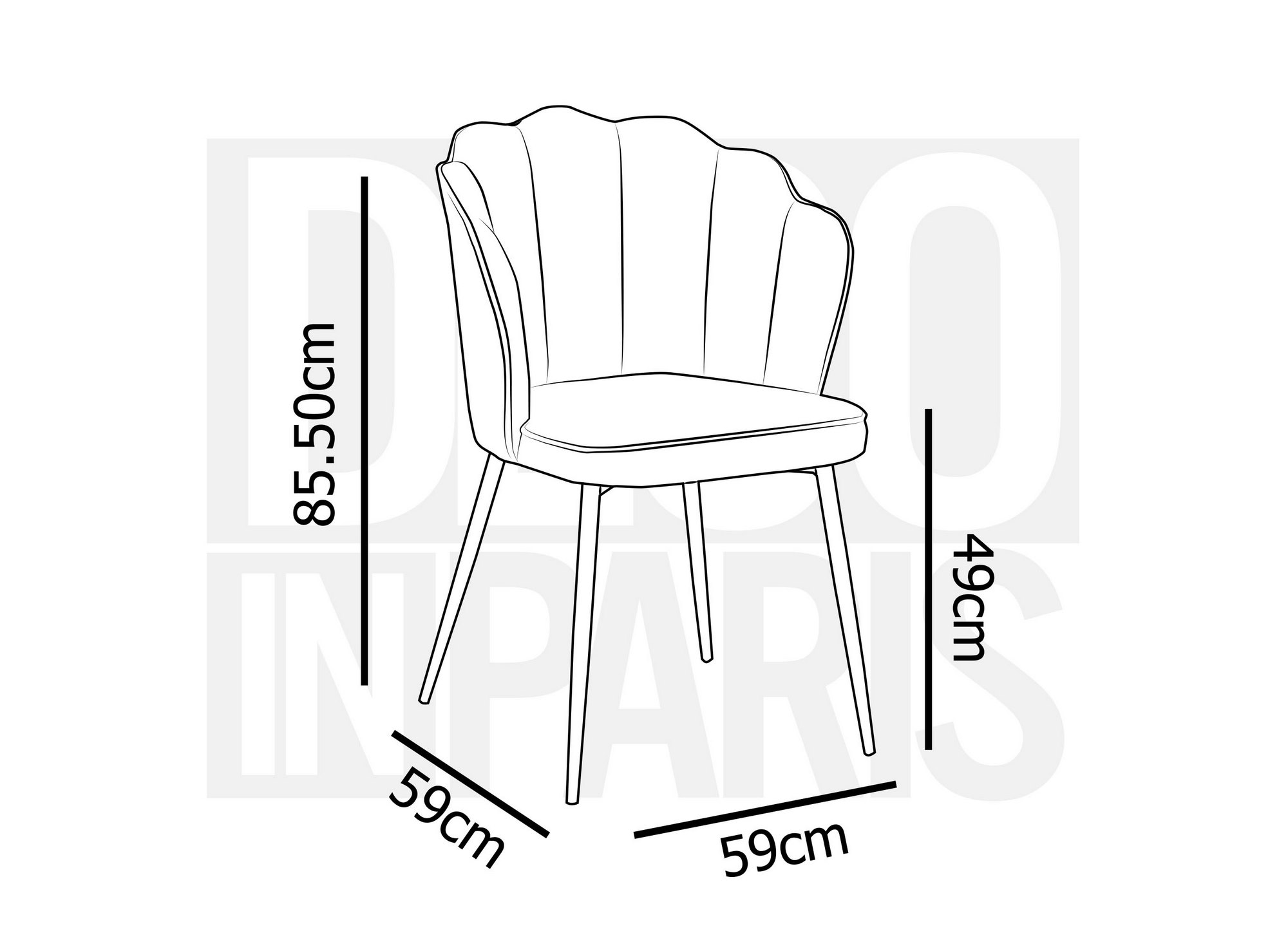 Lot de 2 chaises design en velours bleu pieds noirs GARANCE