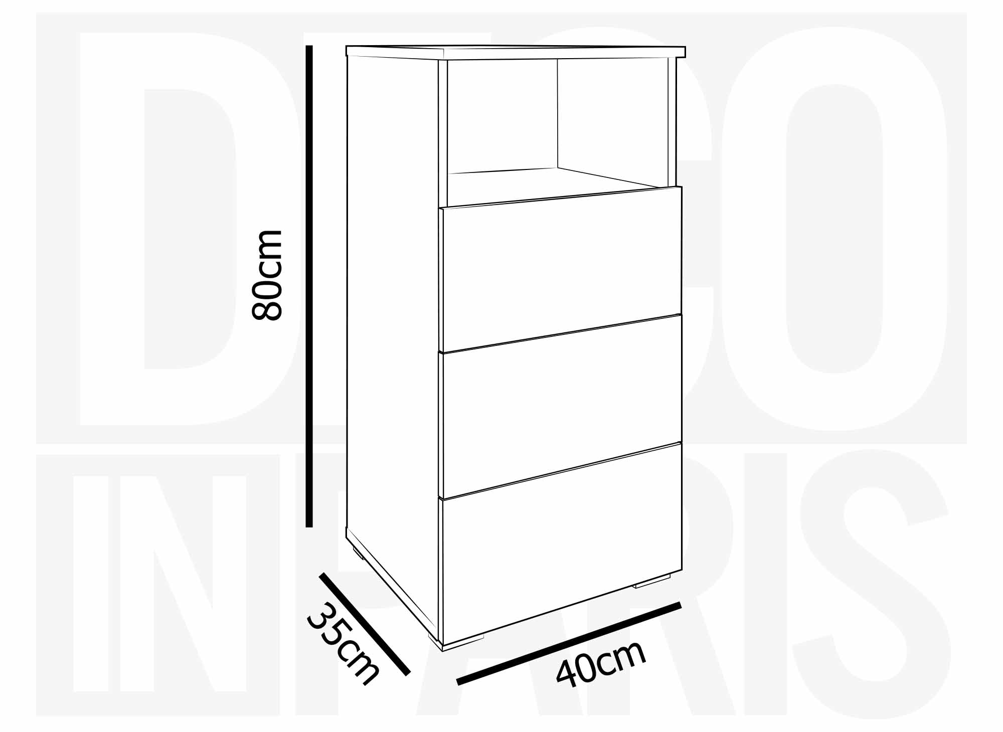 Meuble à chaussures 3 tiroirs et 1 niche en bois BAKI