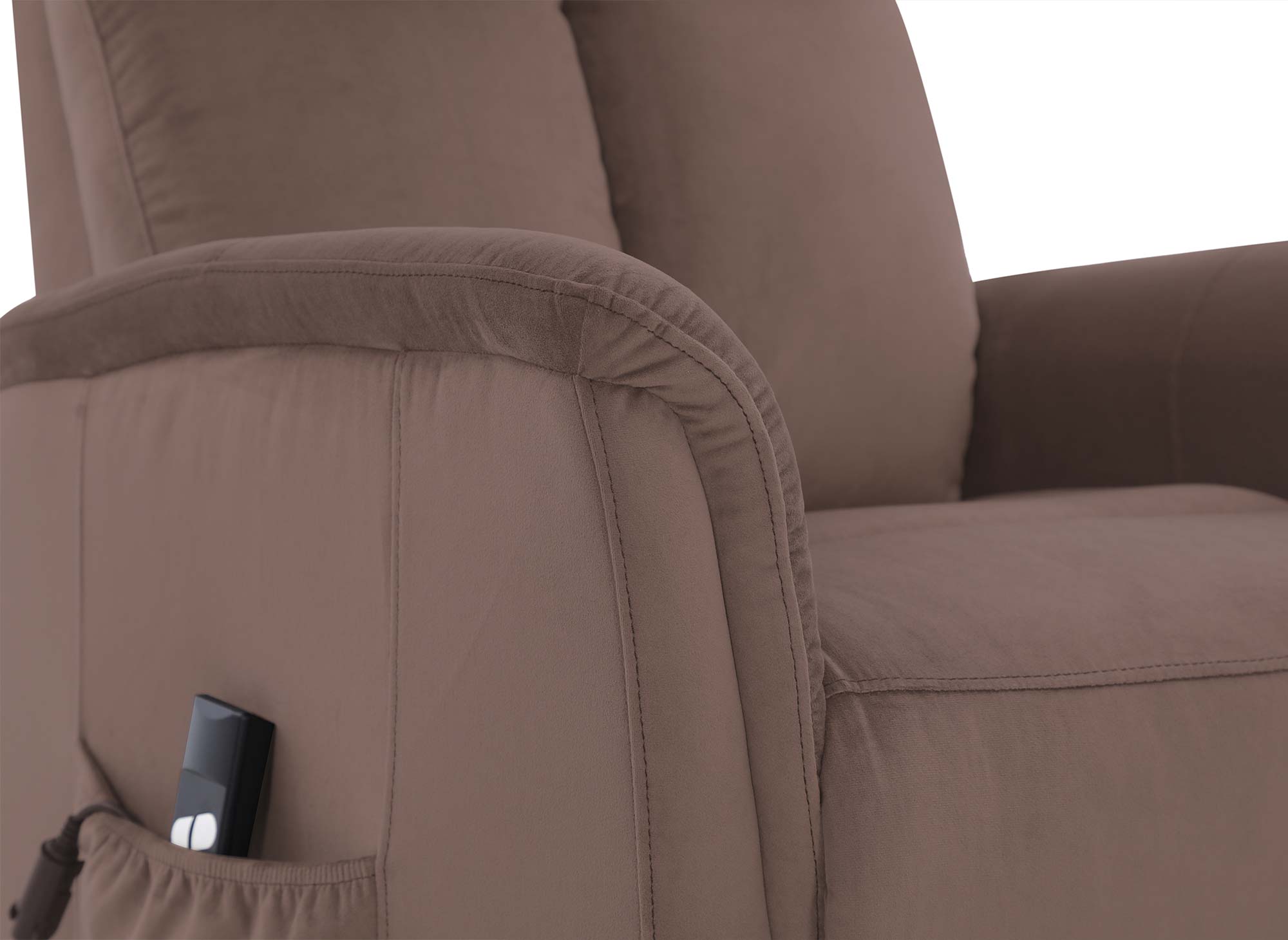 Fauteuil relax électrique et releveur en tissu marron JOHNNY
