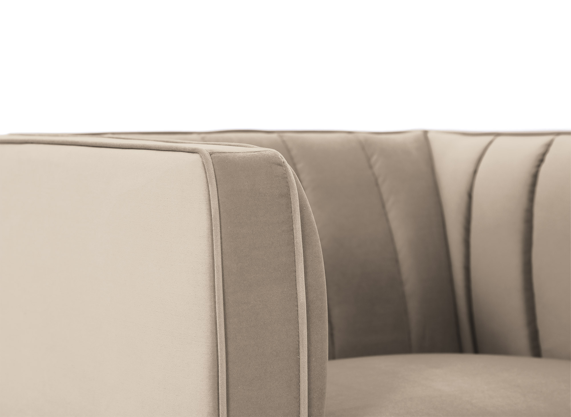 Fauteuil moderne en velours beige pieds doré ROBY