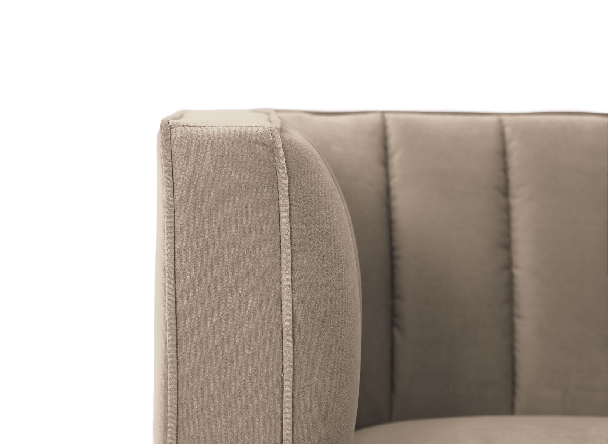 Fauteuil moderne en velours beige pieds doré ROBY