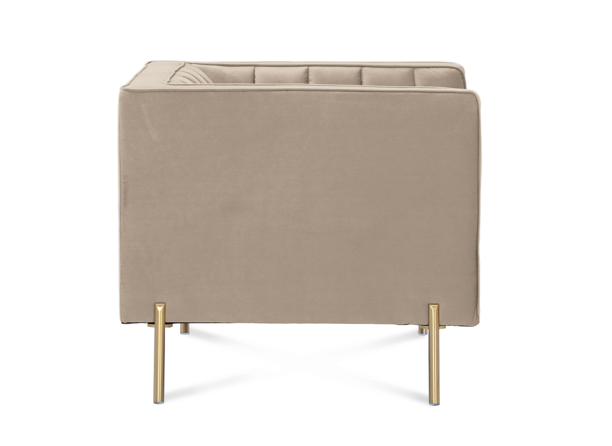 Fauteuil moderne en velours beige pieds doré ROBY