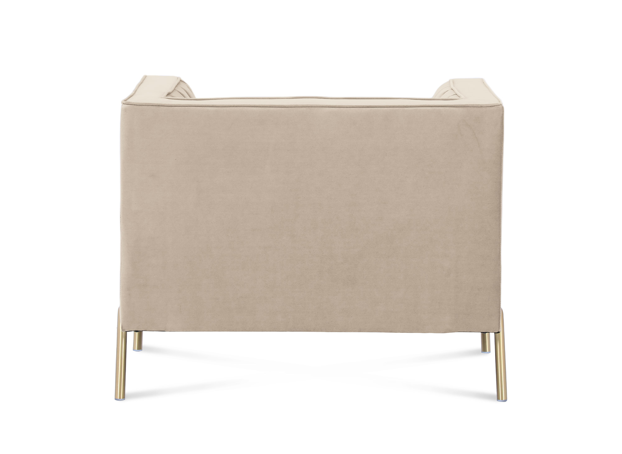 Fauteuil moderne en velours beige pieds doré ROBY