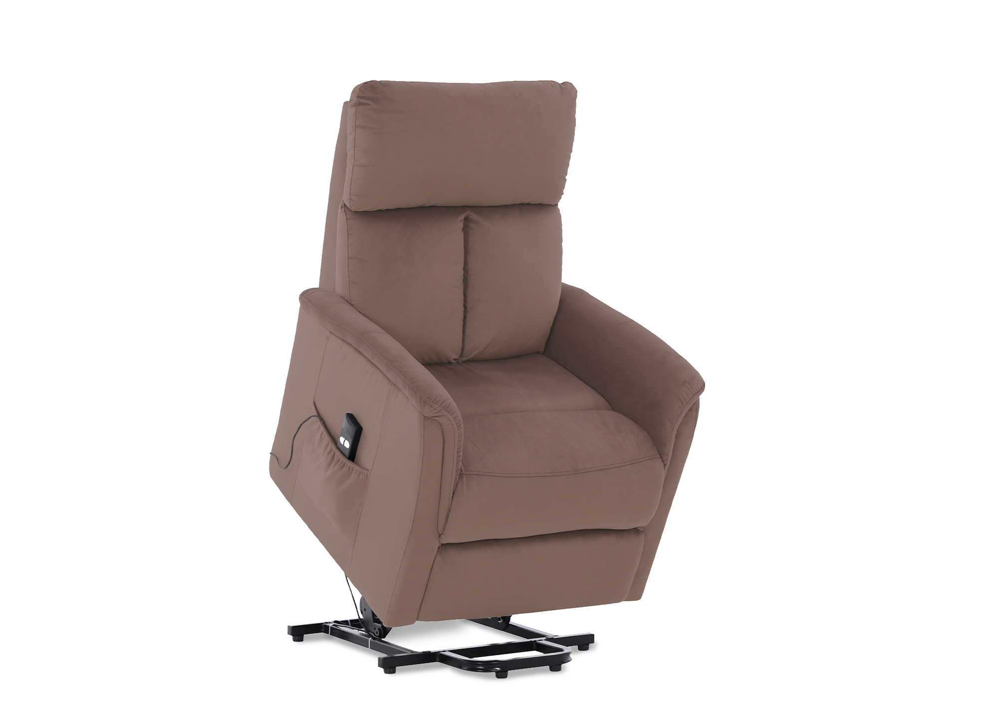 Fauteuil relax électrique et releveur en tissu marron JOHNNY